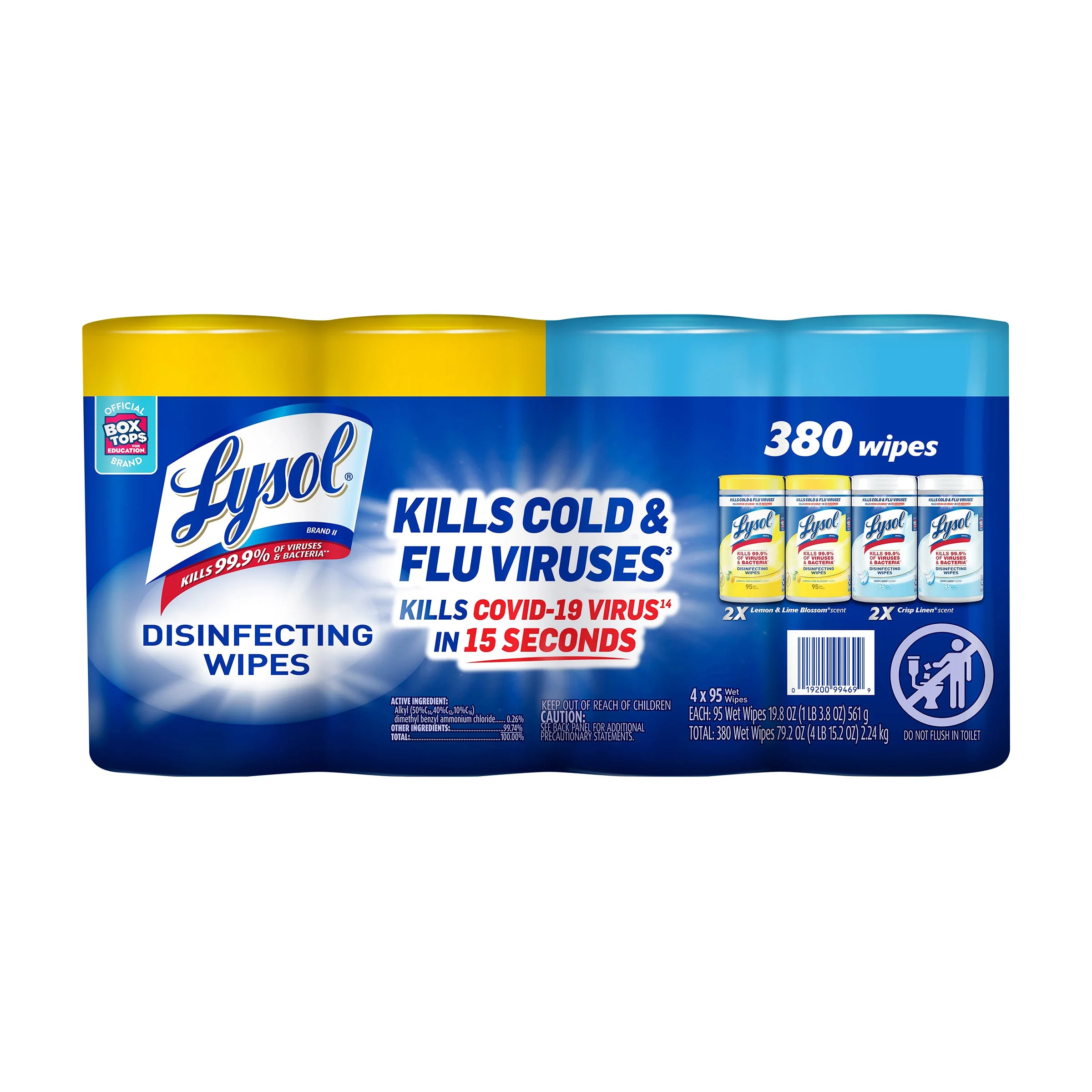 LYSOL DISINFECTING WIPES 4/95 COUNT PACKAGES - Image 1
