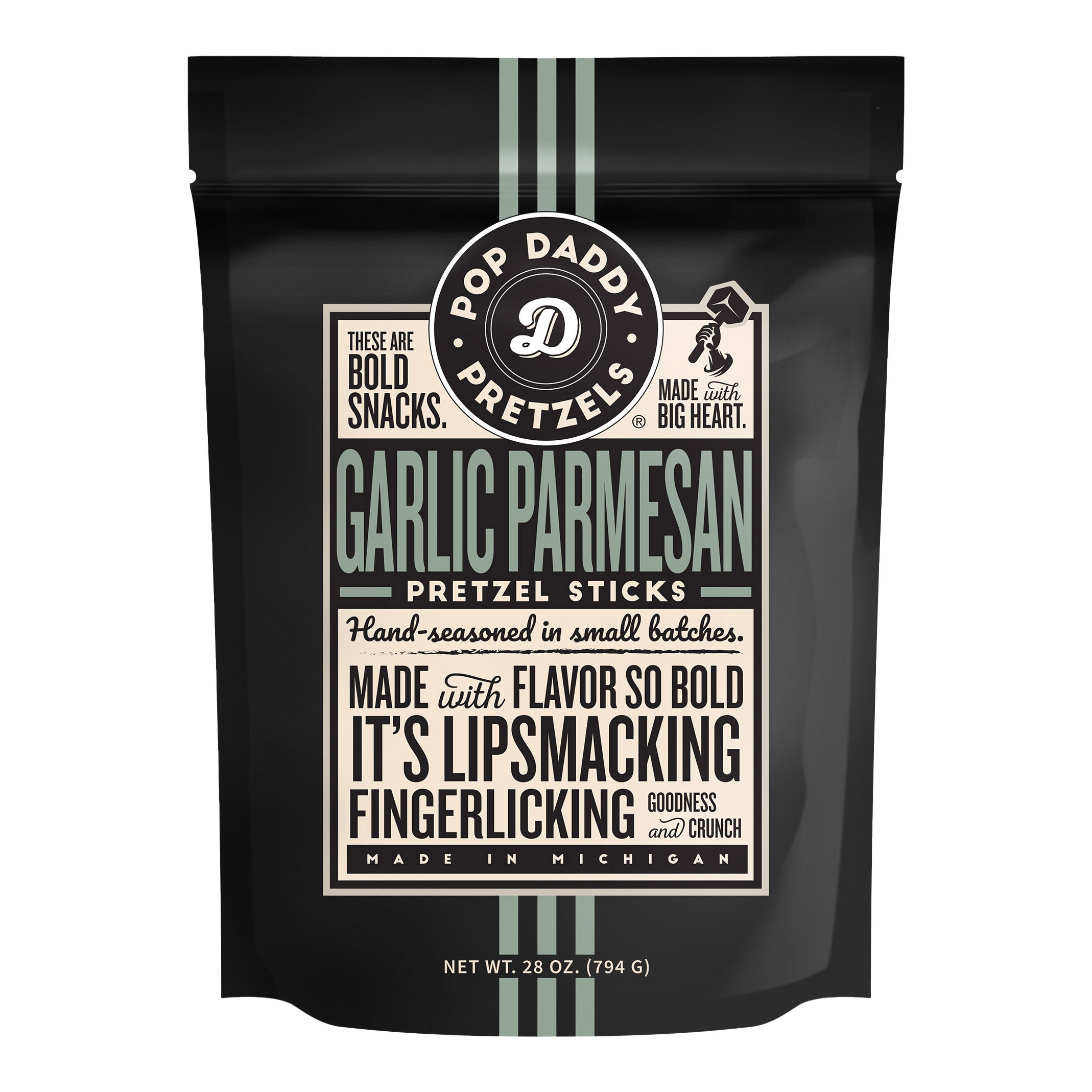 POP DADDY PRETZELS GARLIC PARMESAN 28 OUNCE BAG - Image 1