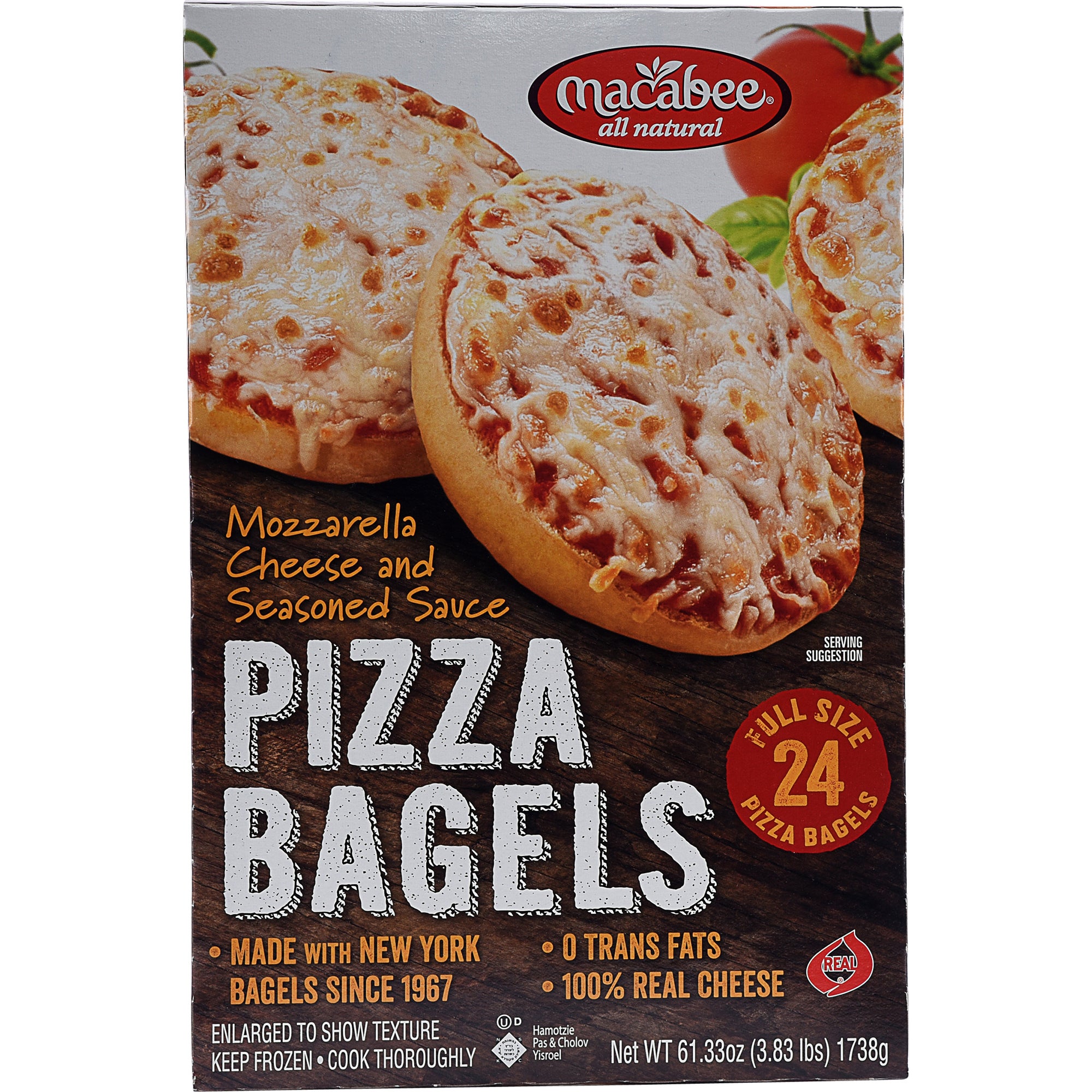 MACABEES KOSHER PIZZA BAGELS 24 COUNT BOX