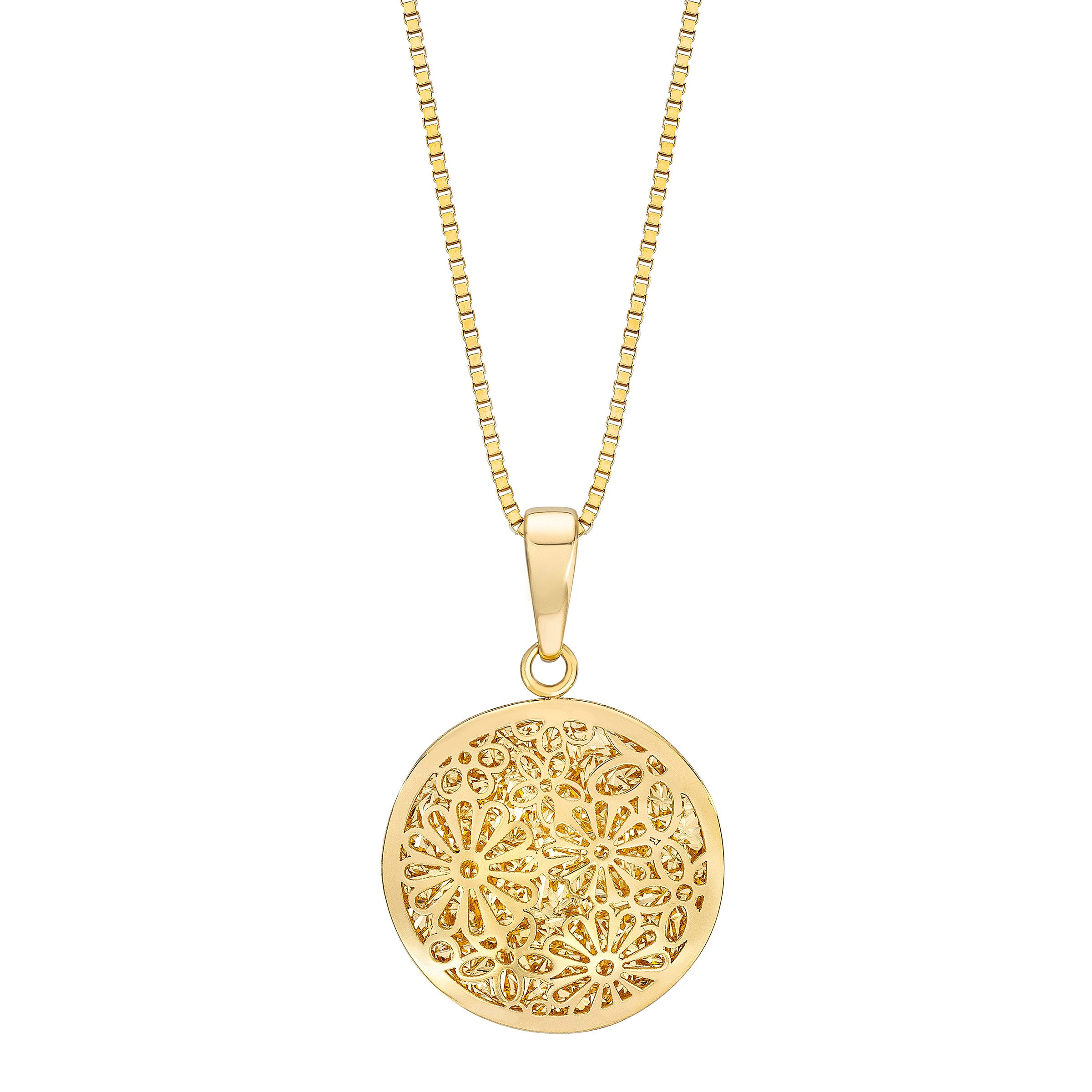 14KT YELLOW GOLD FLORAL DESIGN PENDANT MADE IN ITALY - Image 1