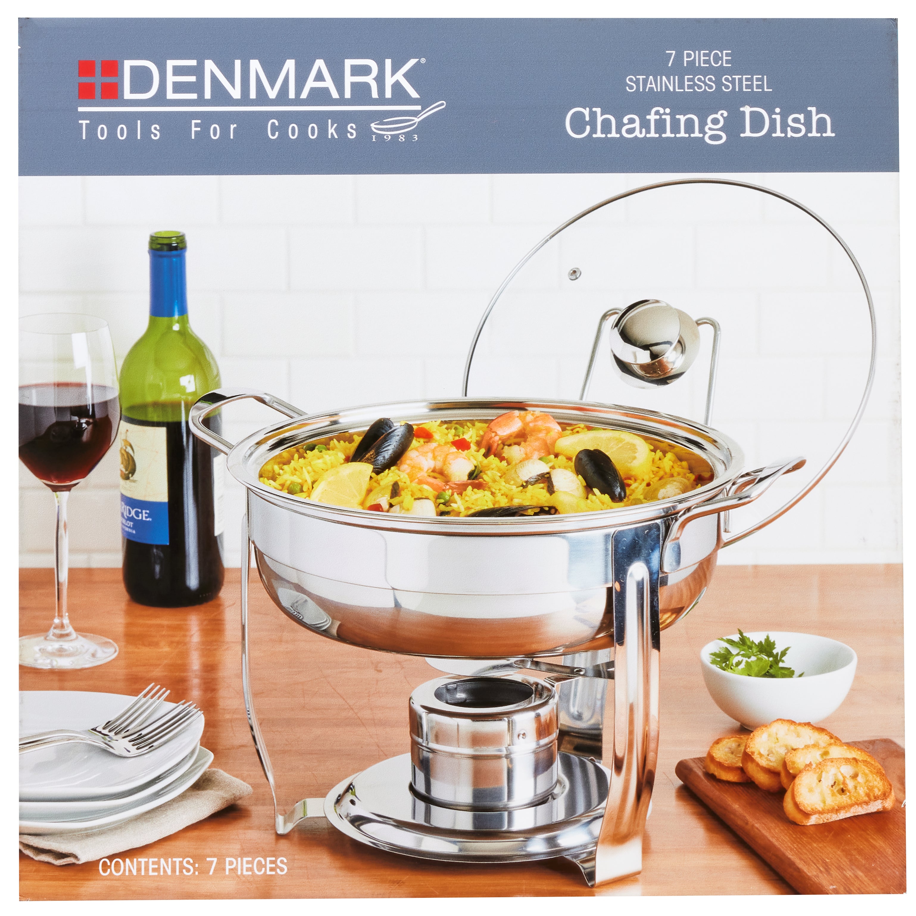 DENMARK 4 QUART CHAFING DISH 7 PC STAINLESS STEEL - Image 1