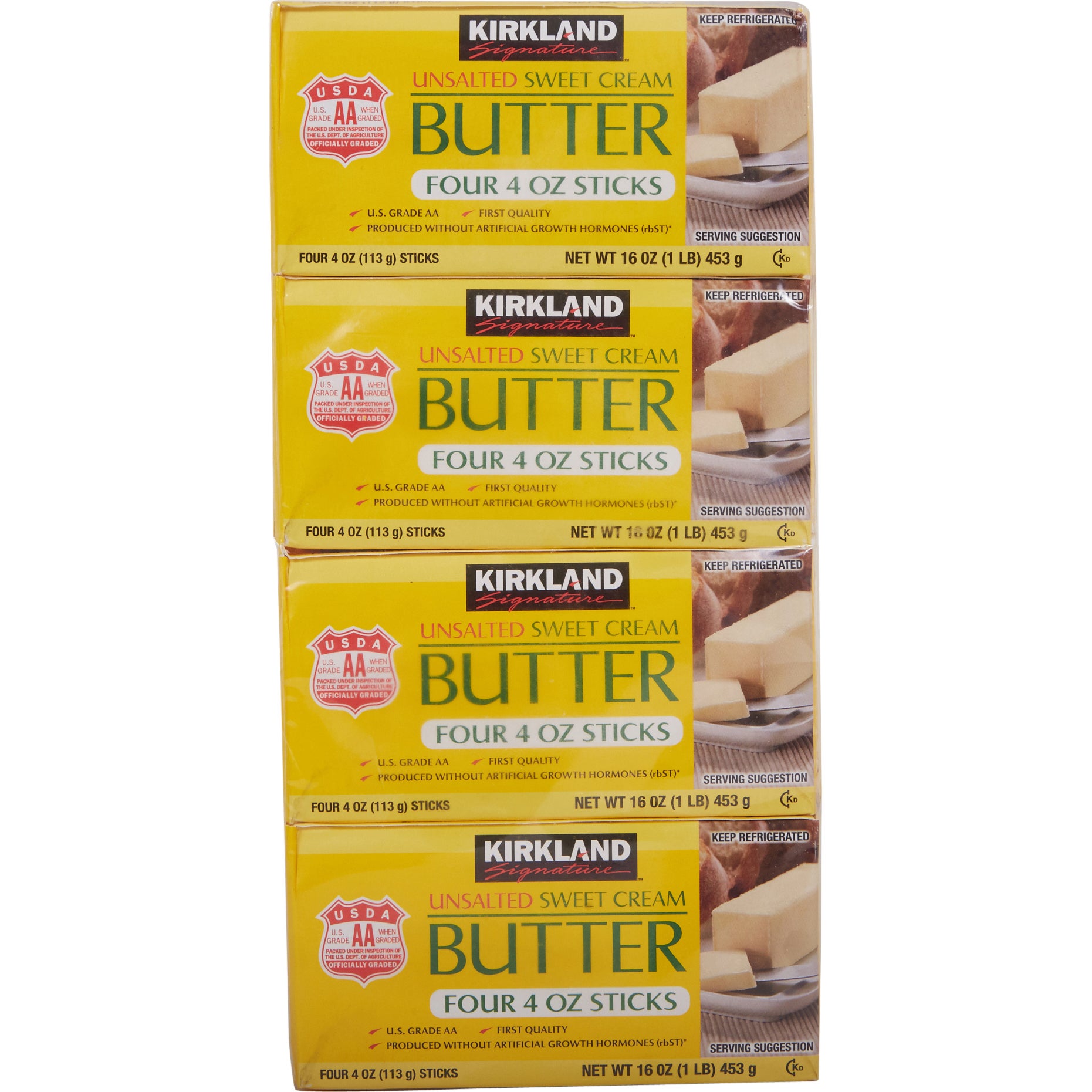KIRKLAND SIGNATURE UNSALTED BUTTER QTRS 4/1 LB (4 LBS)