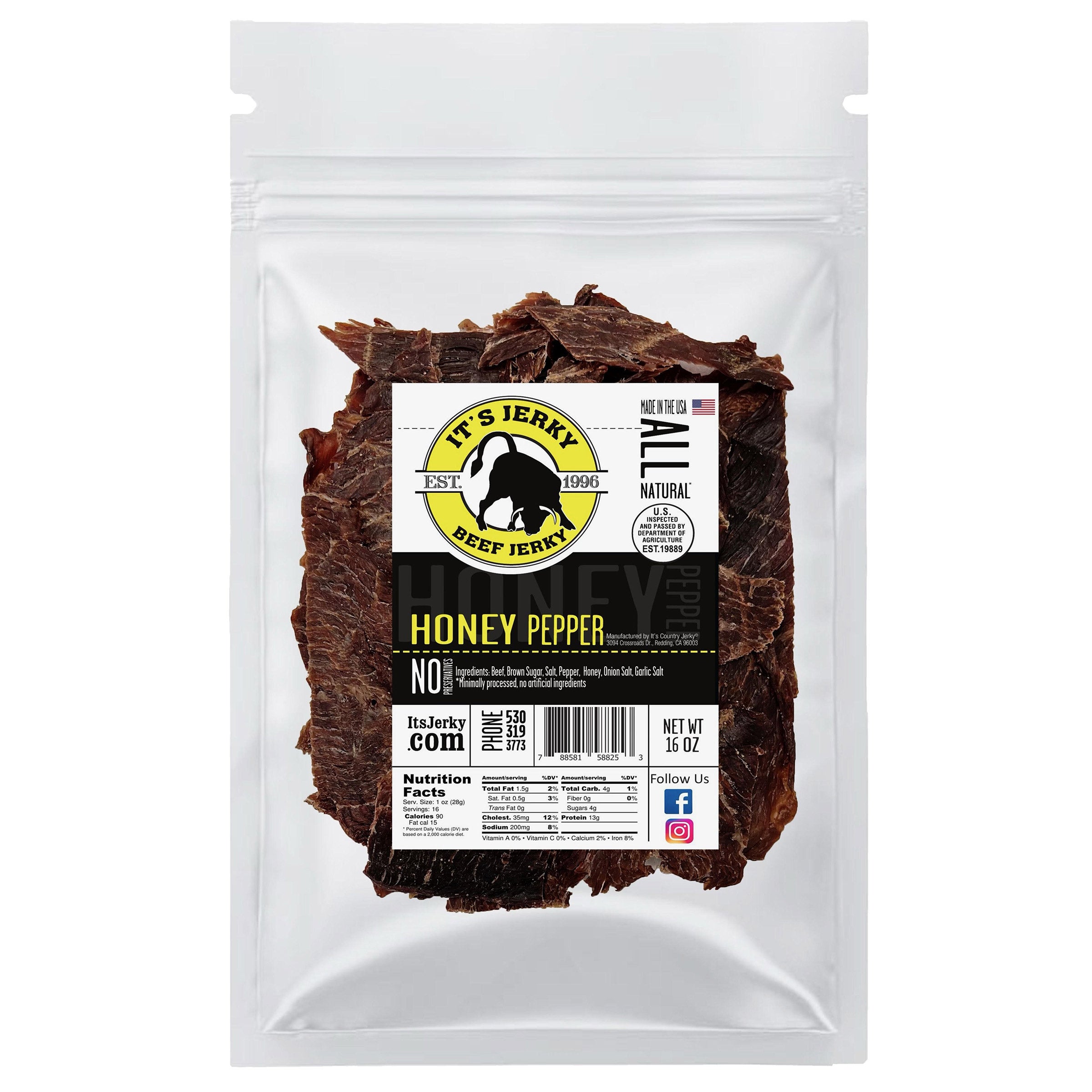IT'S JERKY HONEY PEPPER JERKY 16 OUNCES