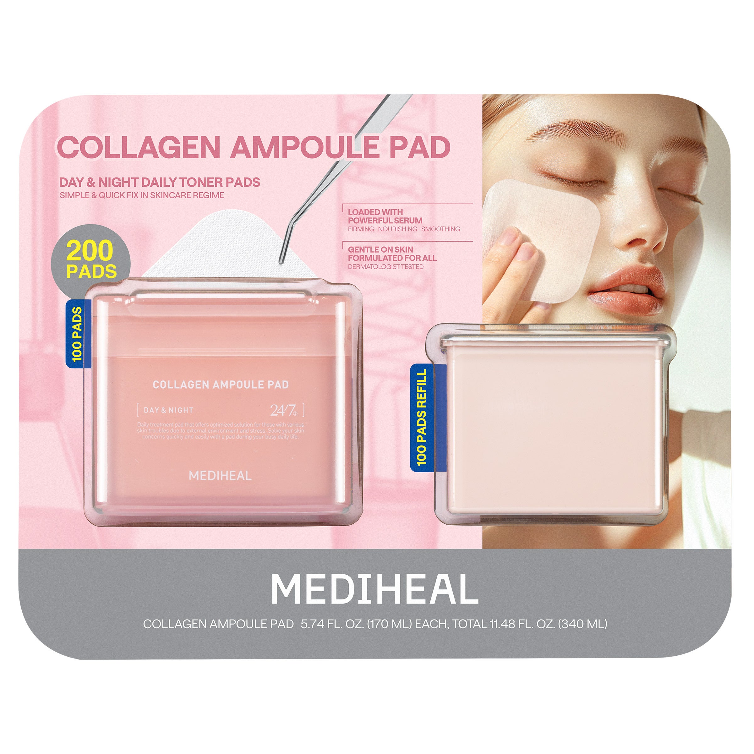 MEDIHEAL COLLAGEN PAD SET 100 PADS & PAD REFILL