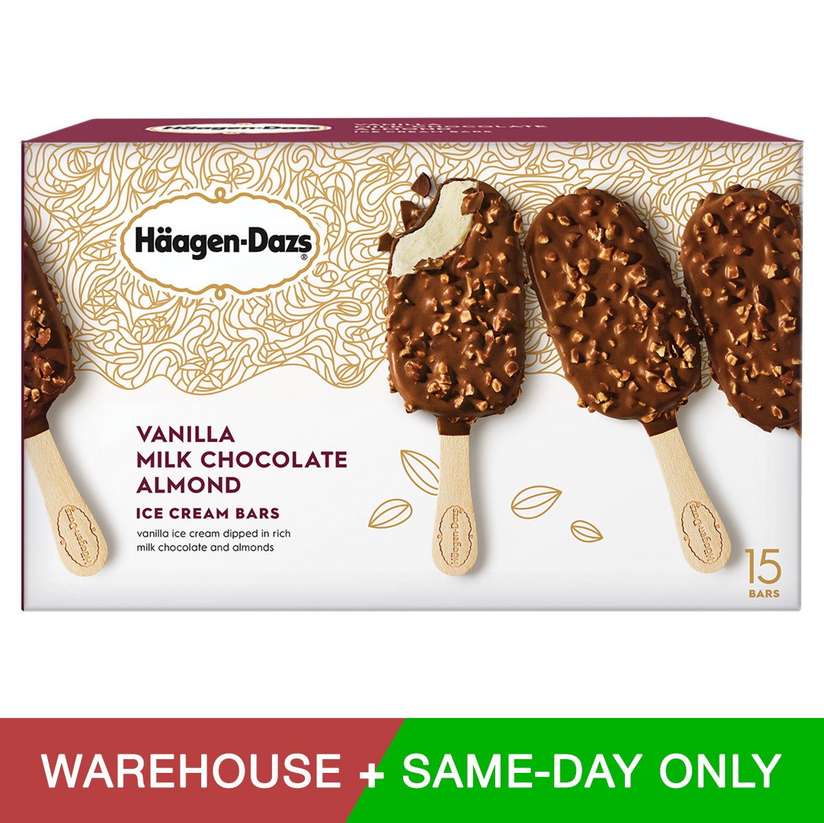 HAAGEN DAZS VANILLA ALM BARS 15/3 OZ
