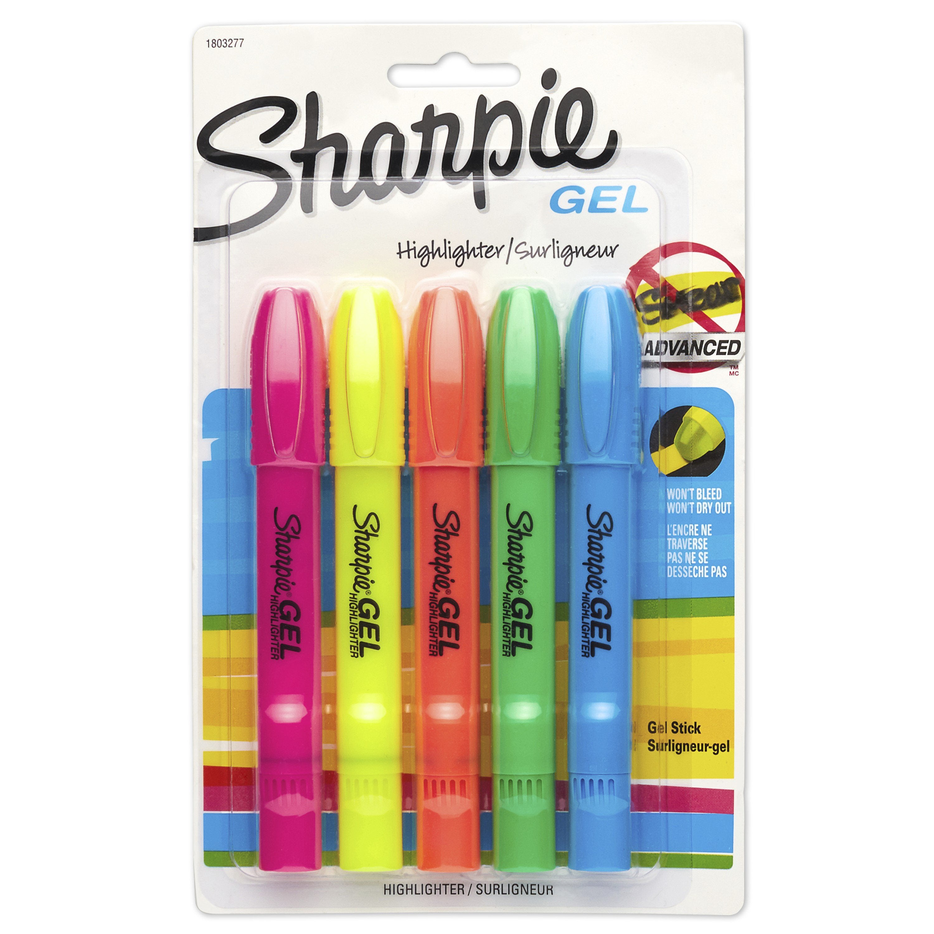 SHARPIE GEL HILITERS ASSORTED SAN1803277 5CT - Image 1