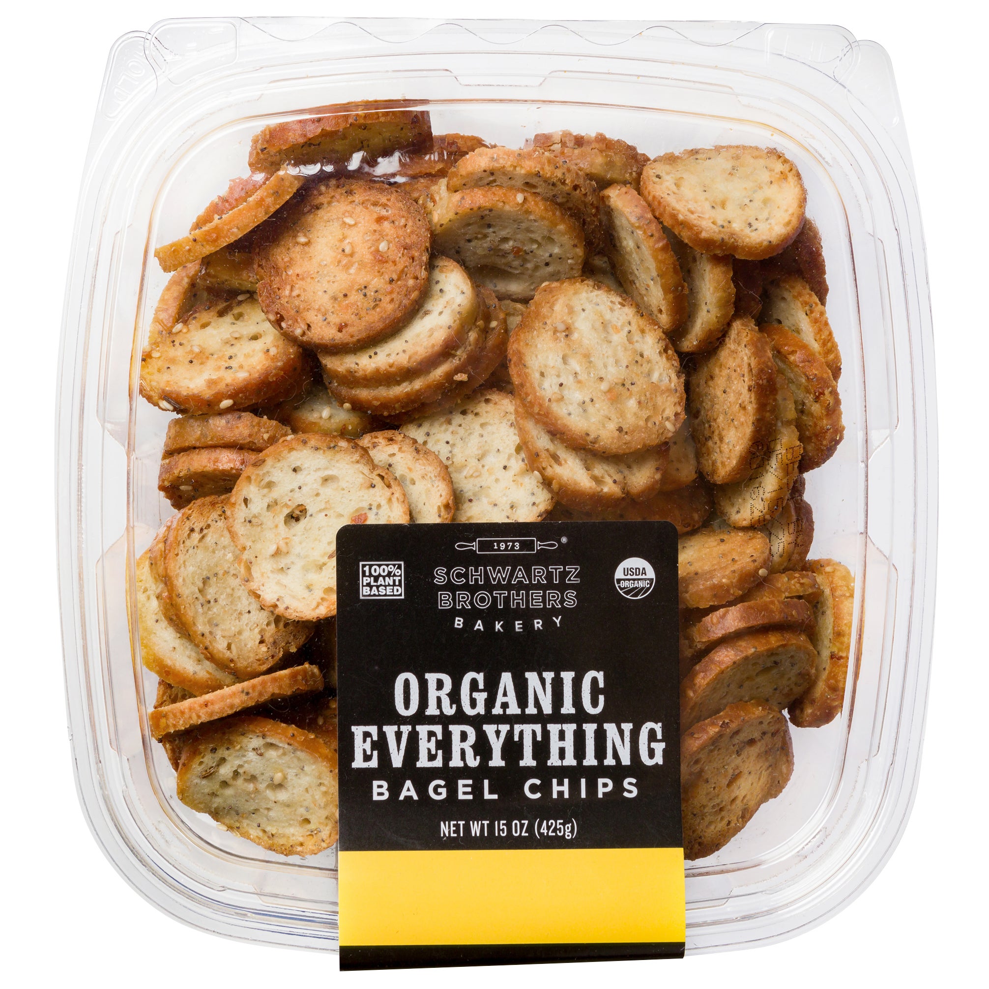 SCHWARTZ BROTHERS ORGANIC BAGEL CHIPS 15 OUNCE CONTAINER - Image 1