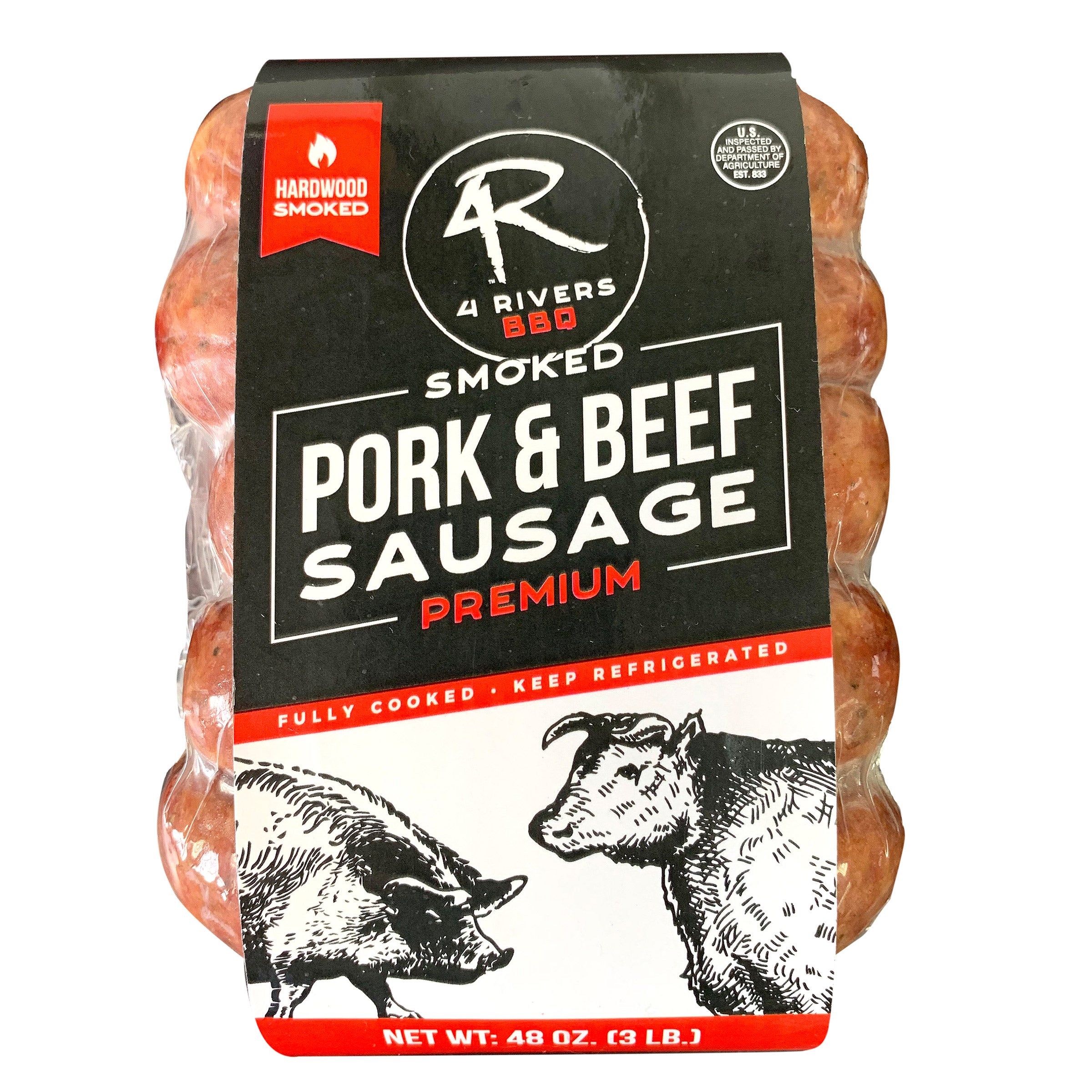 4 RIVERS SMOKEHOUSE PORK & BEEF SAUSAGE 3 LBS