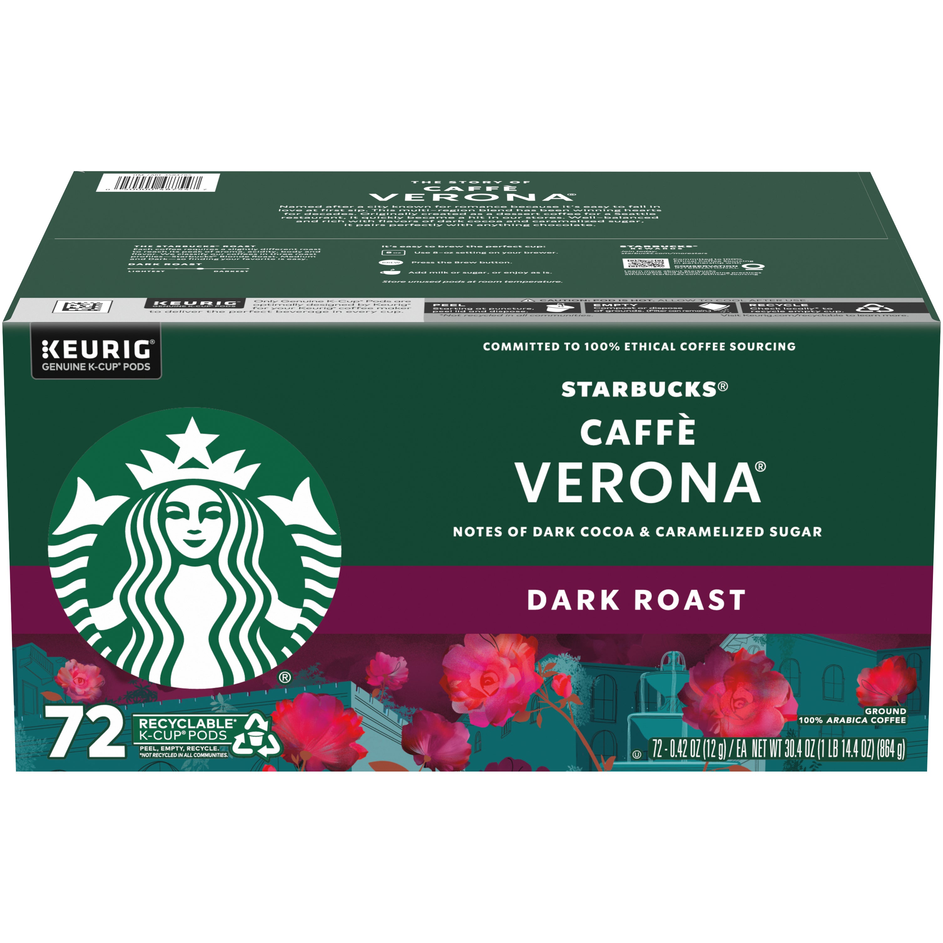 STARBUCKS CAFFE VERONA 72 CT K-CUP PODS (30.4OZ) - Image 1