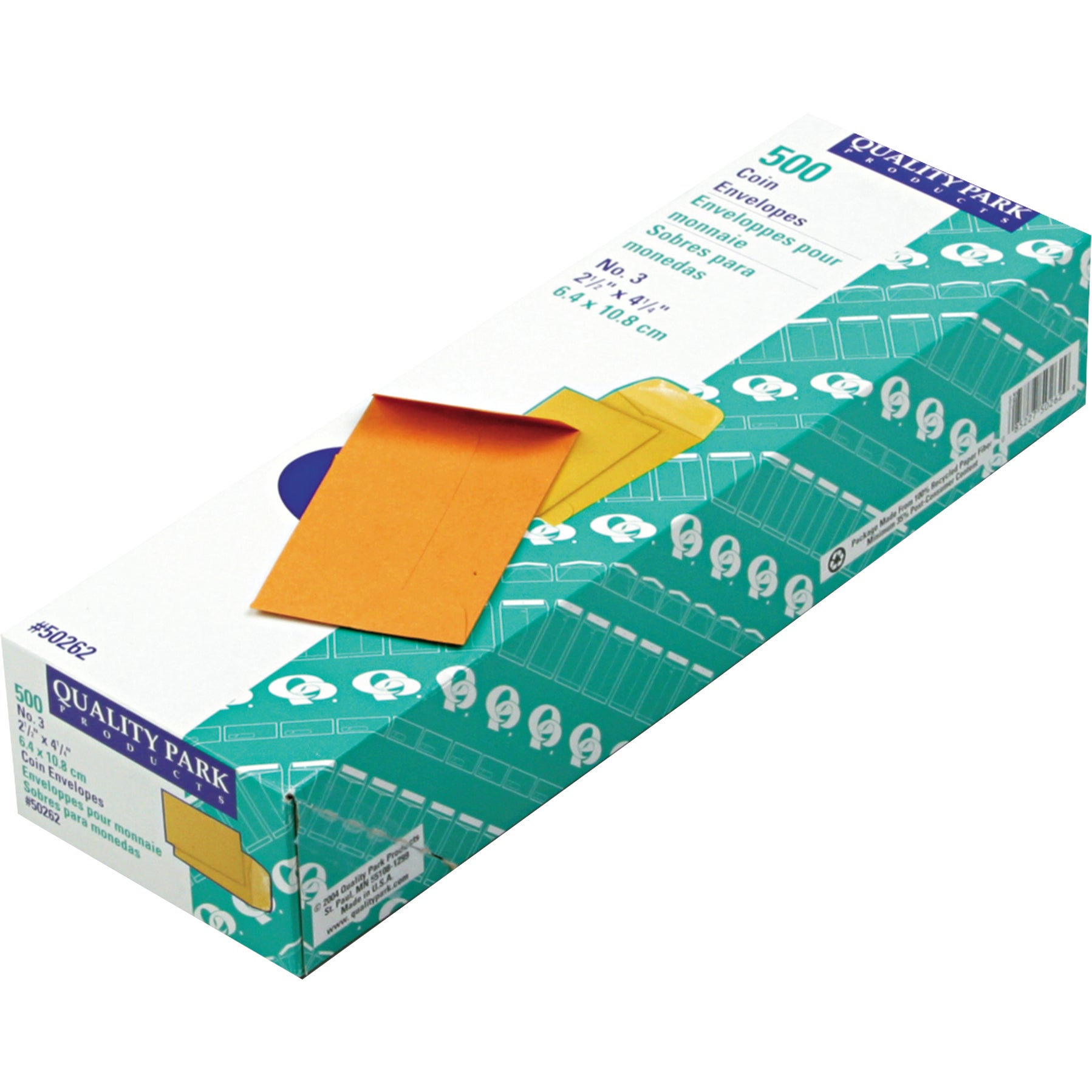 QUALITY PARK #3 COIN ENVELOPE QUA50262 KRAFT 500CT