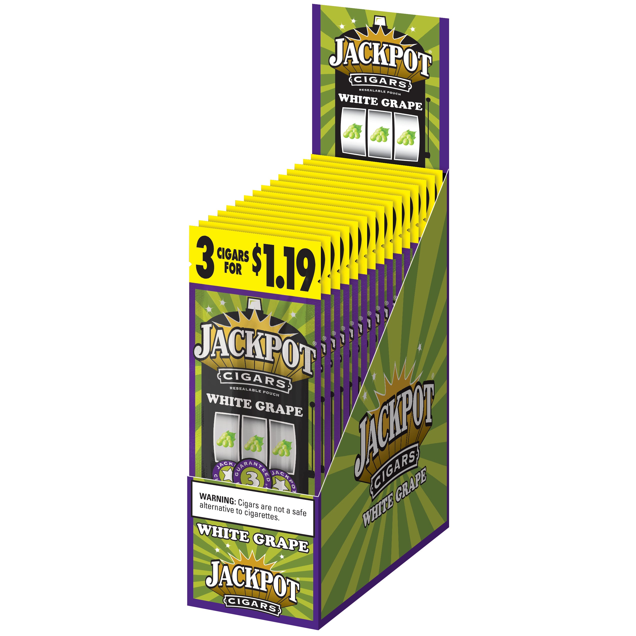 JACKPOT WHITE GRAPE CIGARILLOS 15/3CT $1.19 PREPRICED