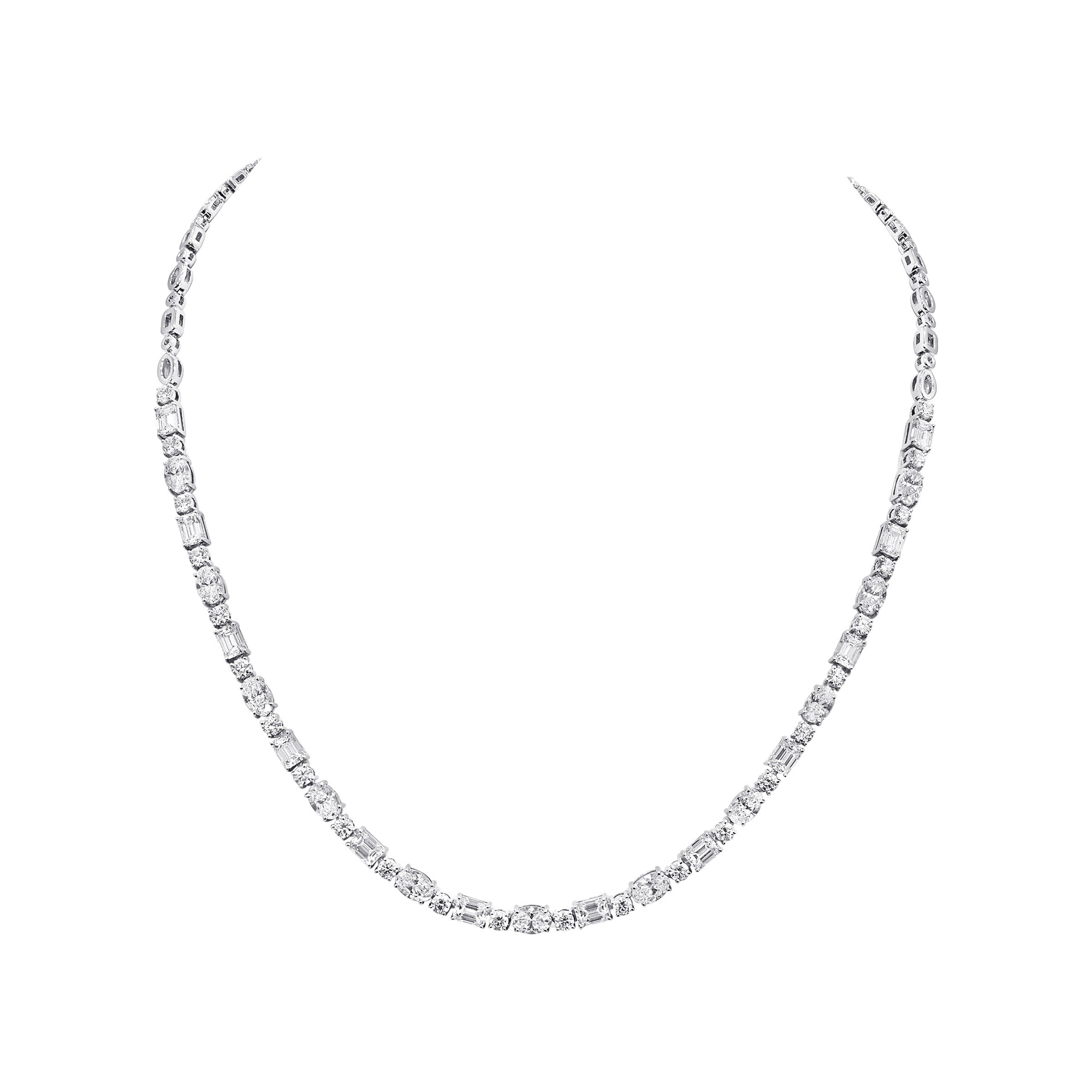 18KT WHITE GOLD VS2 G 11.15CTW MULTI CUT DIAMOND NECKLACE - Image 1