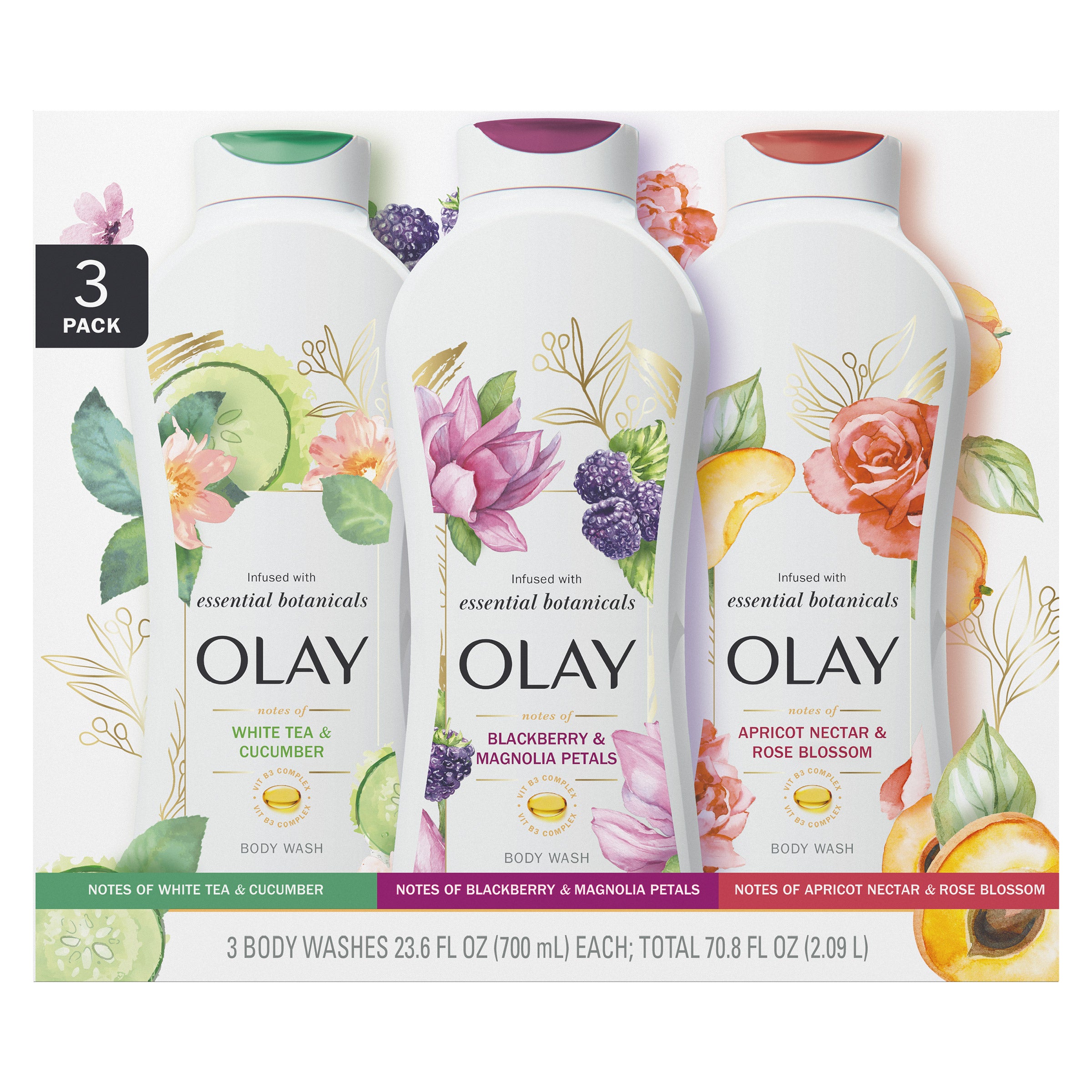 OLAY ESSENTIAL BOTANICALS BODY WASH 3-PACK - Image 1
