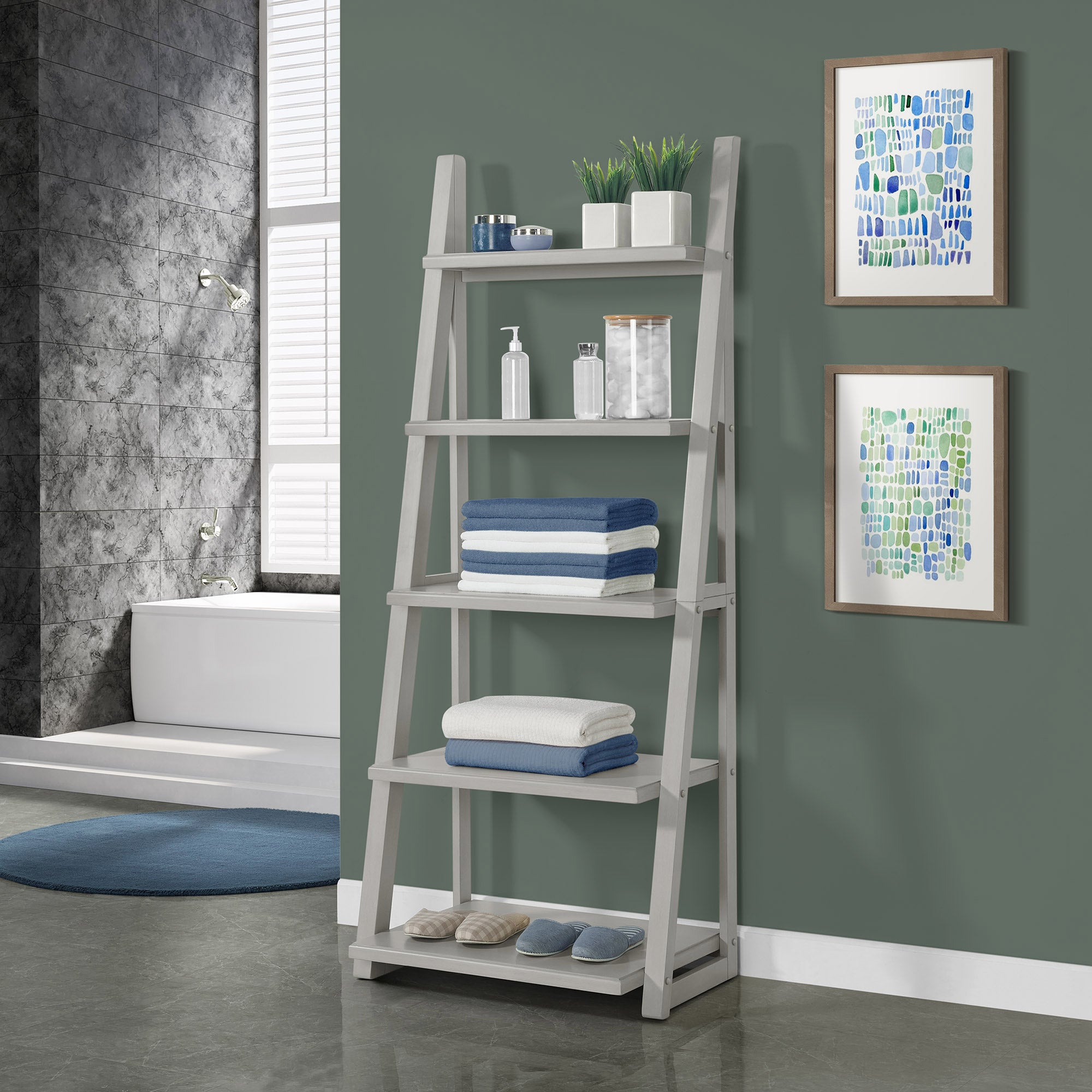 BAYSIDE FURNISHINGS KELLEN 72¨ LADDER BOOKCASE