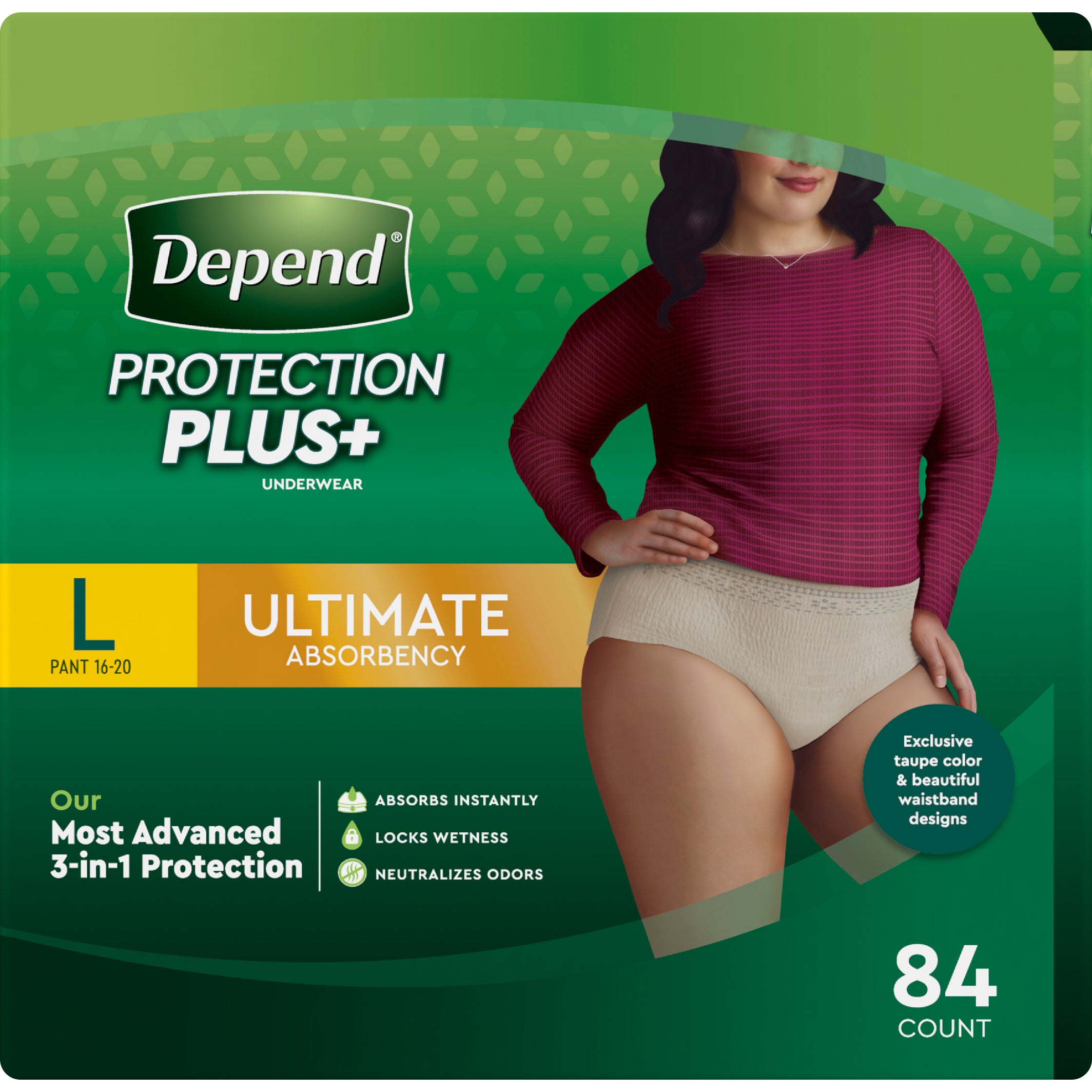 DEPEND ULTIMATE UNDERWEAR WOMENS LARGE 84 CT - Image 1