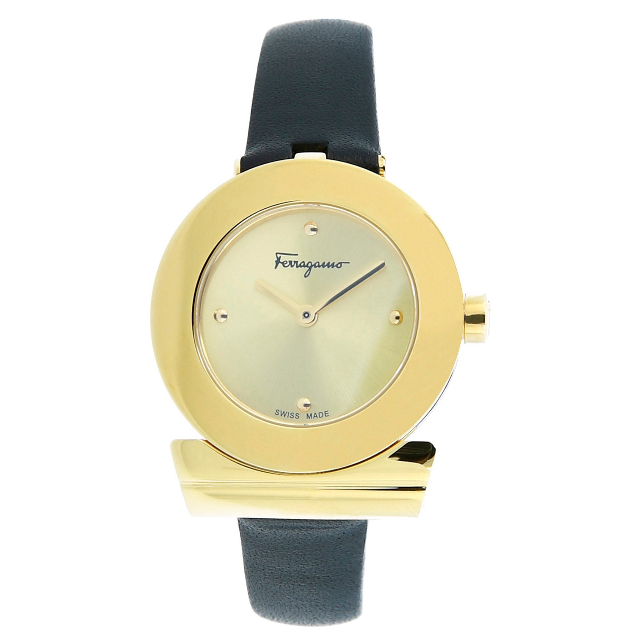 SALVATORE FERRAGAMO 27MM GANCINO BLACK STRAP LADIES WATCH - Image 1