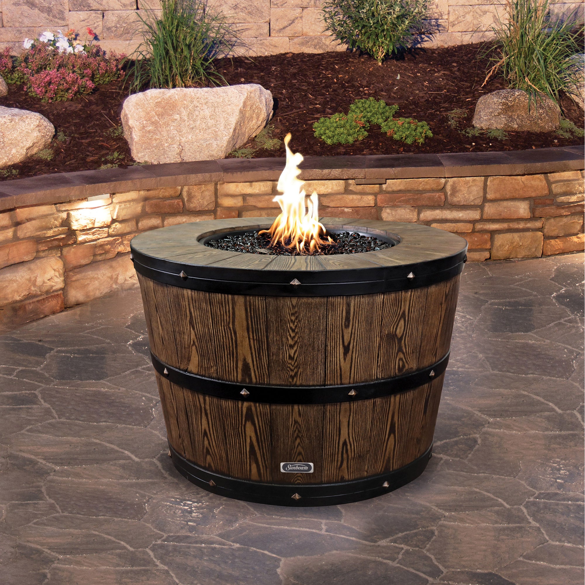 SUNBEAM WINE BARREL FIRE TABLE 50,000 BTU