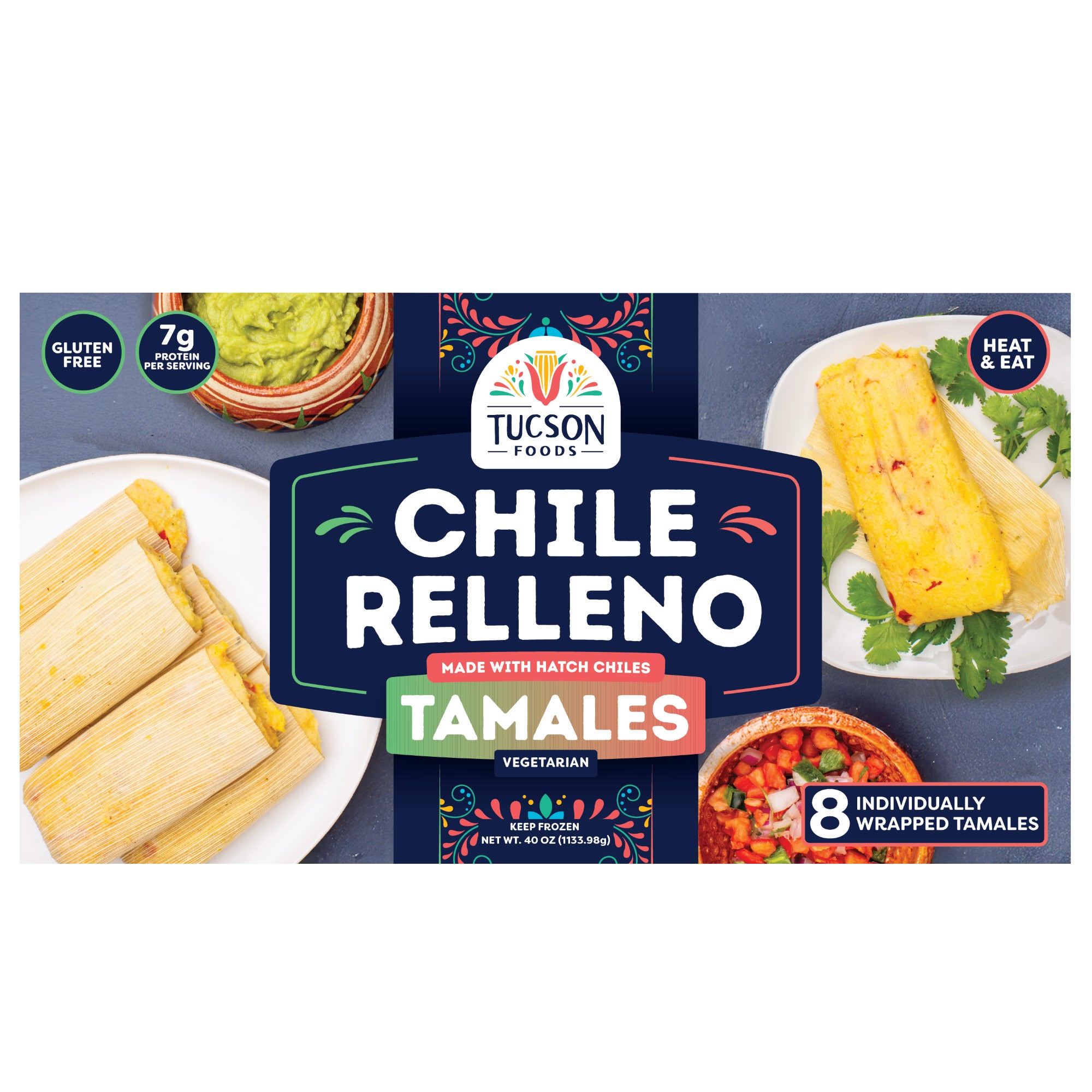 TUCSON FOODS CHILLE RELLENO TAMALE 8 COUNT 40 OUNCES