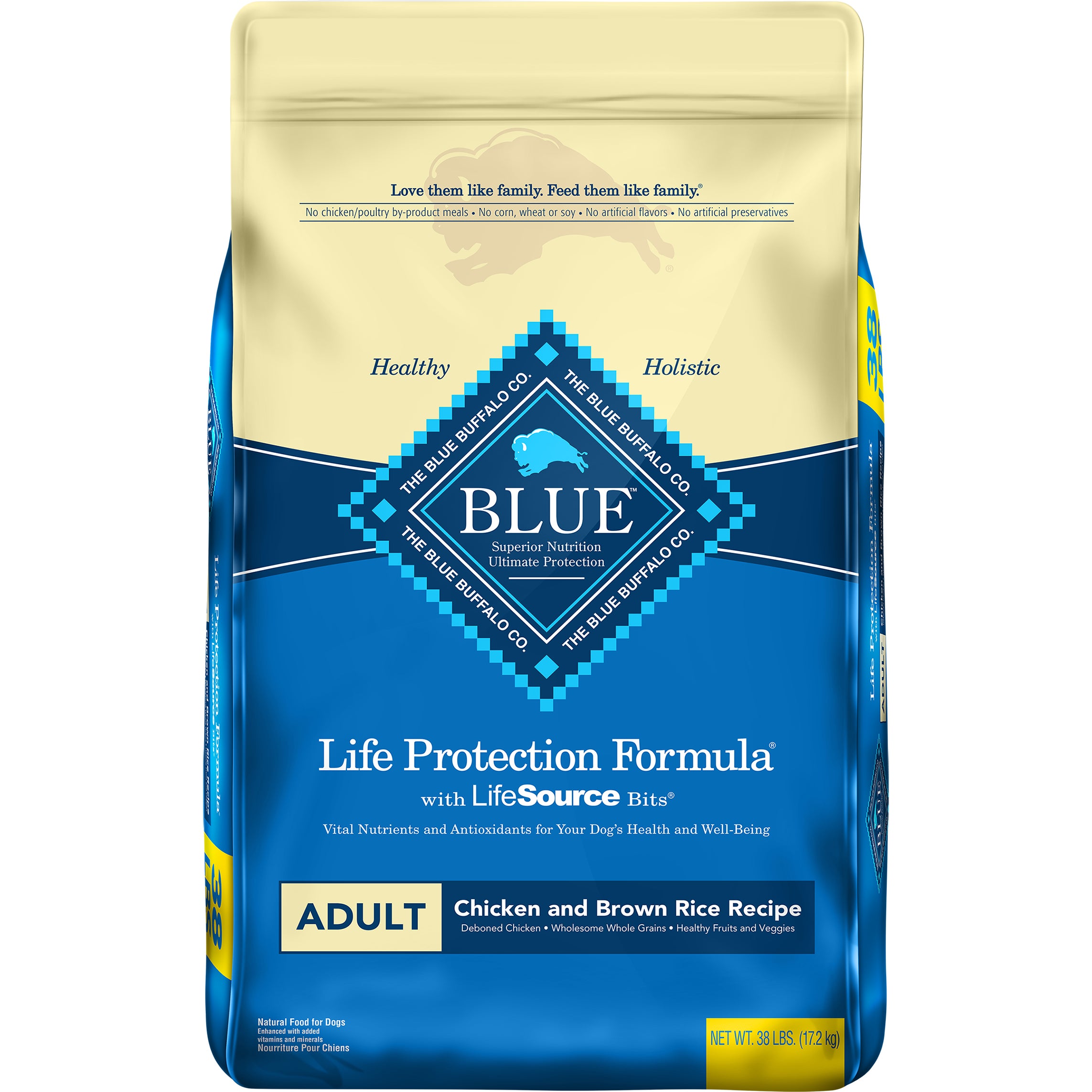 BLUE BUFFALO CHICKEN & BROWN RICE 38 POUND DOG FOOD - Image 1