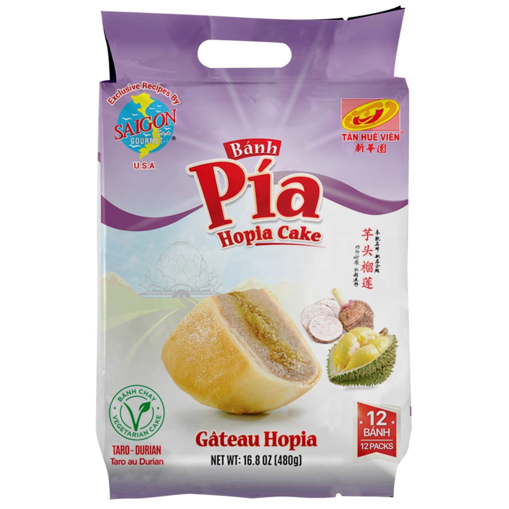 BANH PIA TARO DURIAN HOPIA 12 PACK 16.8 OUNCES
