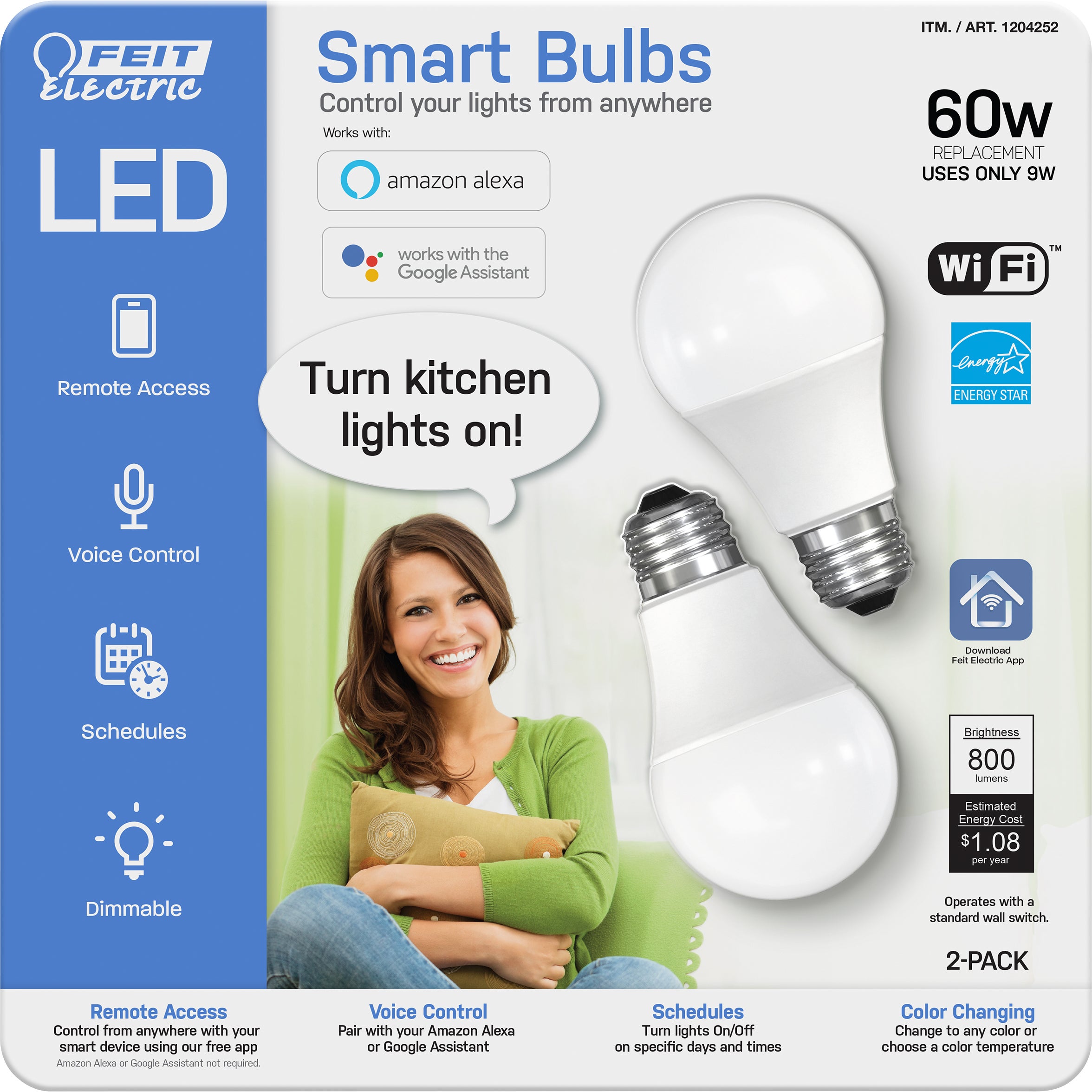 FEIT ELECTRIC WIFI SMART BULB 2-PACK ^