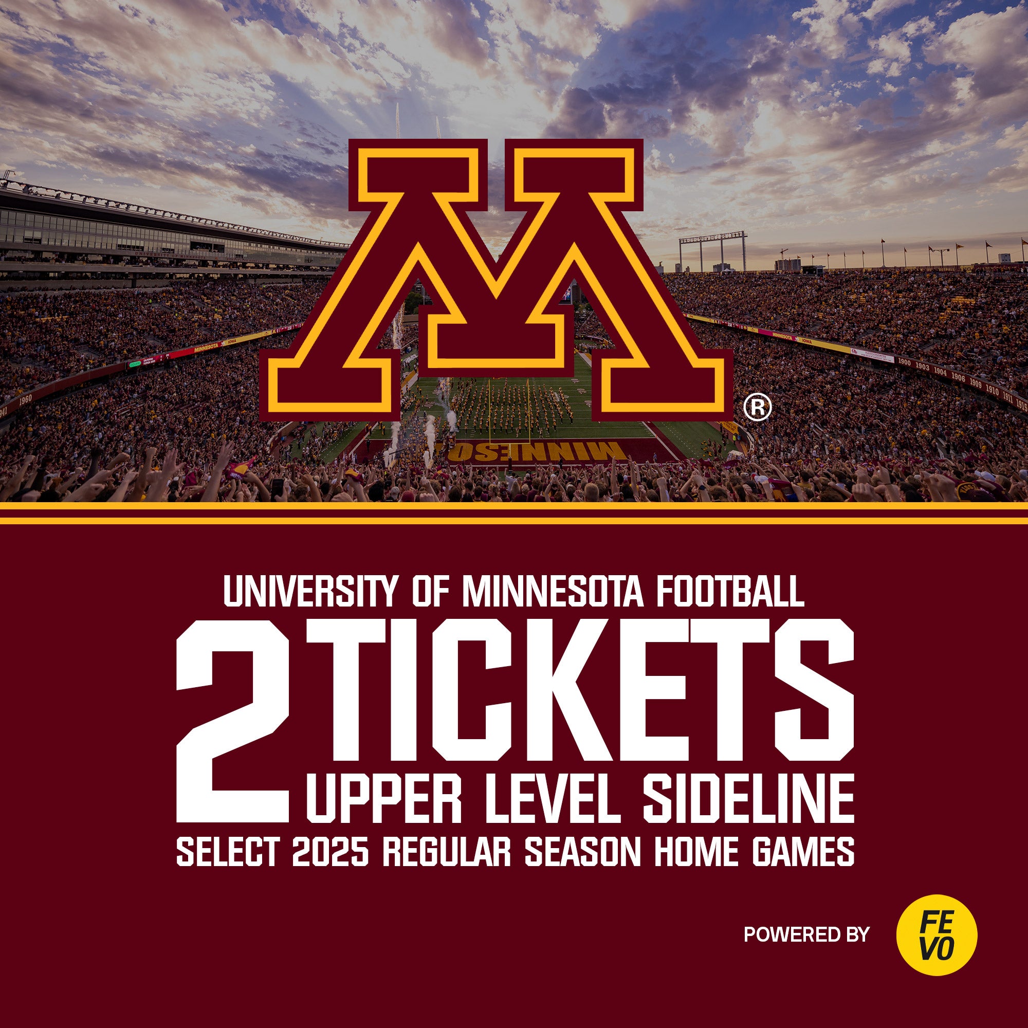U MINNESOTA FOOTBALL 2 UPPER SIDELINE TKTS ITEM IS NON-REFUNDABLE