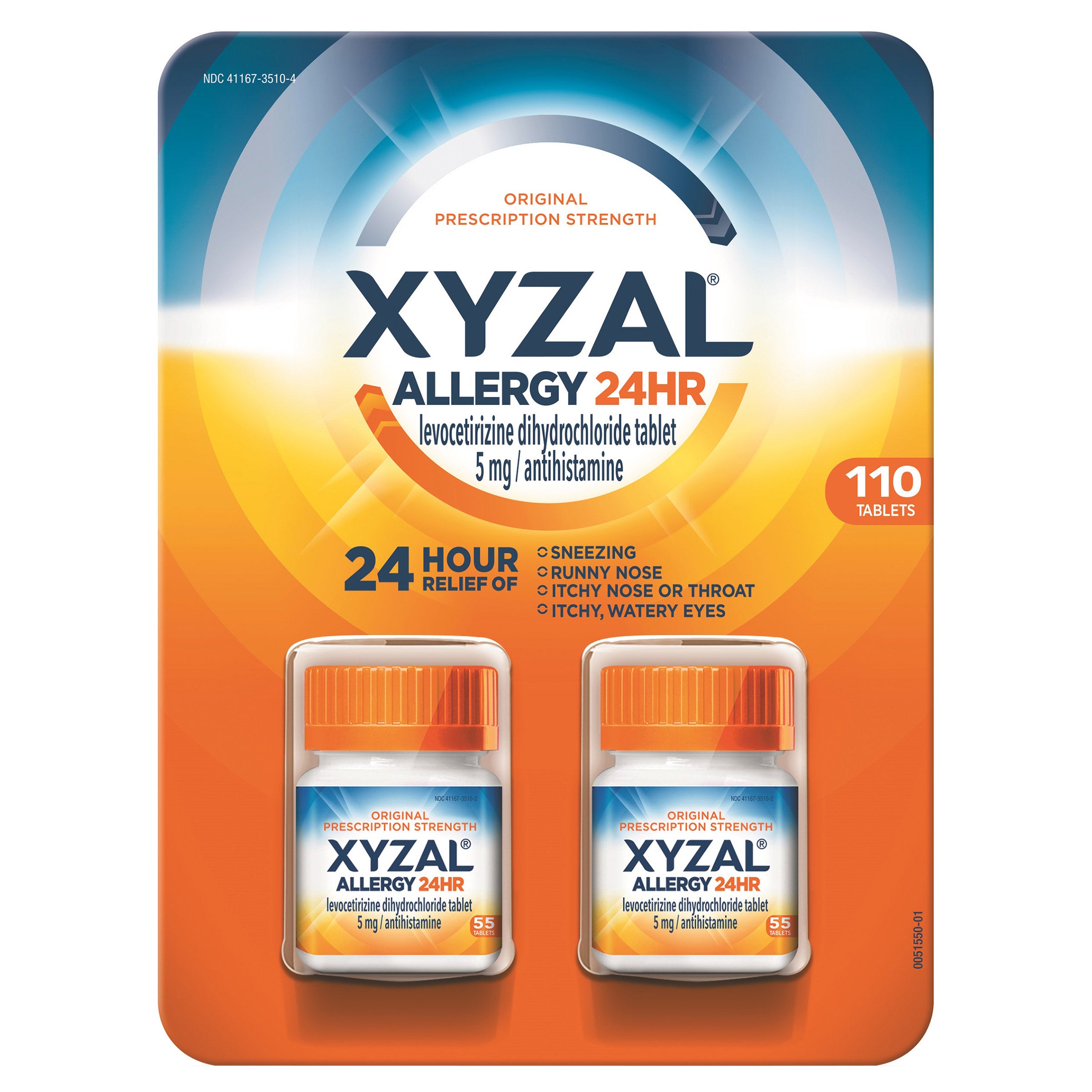 XYZAL ALLERGY 24HR. TABLETS 110 COUNT - Image 1
