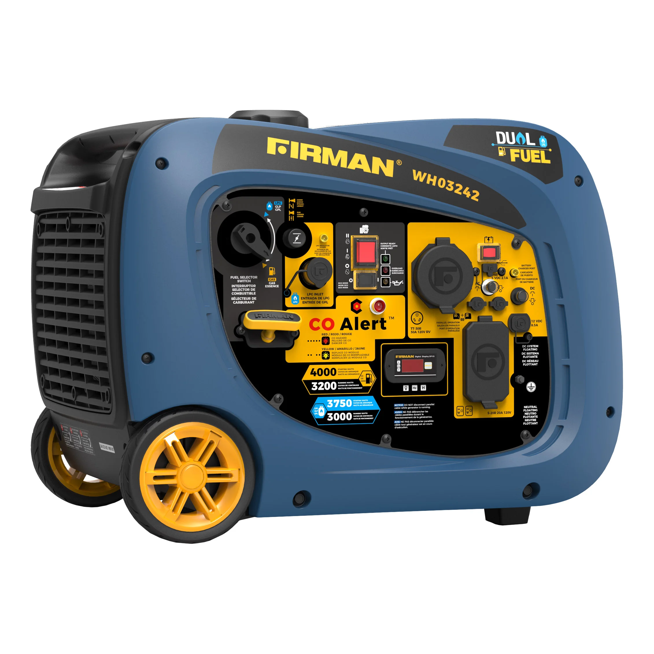 FIRMAN INVERTER GENERATOR W/CO SHUTOFF 3200 RUNNING WATTS - Image 1