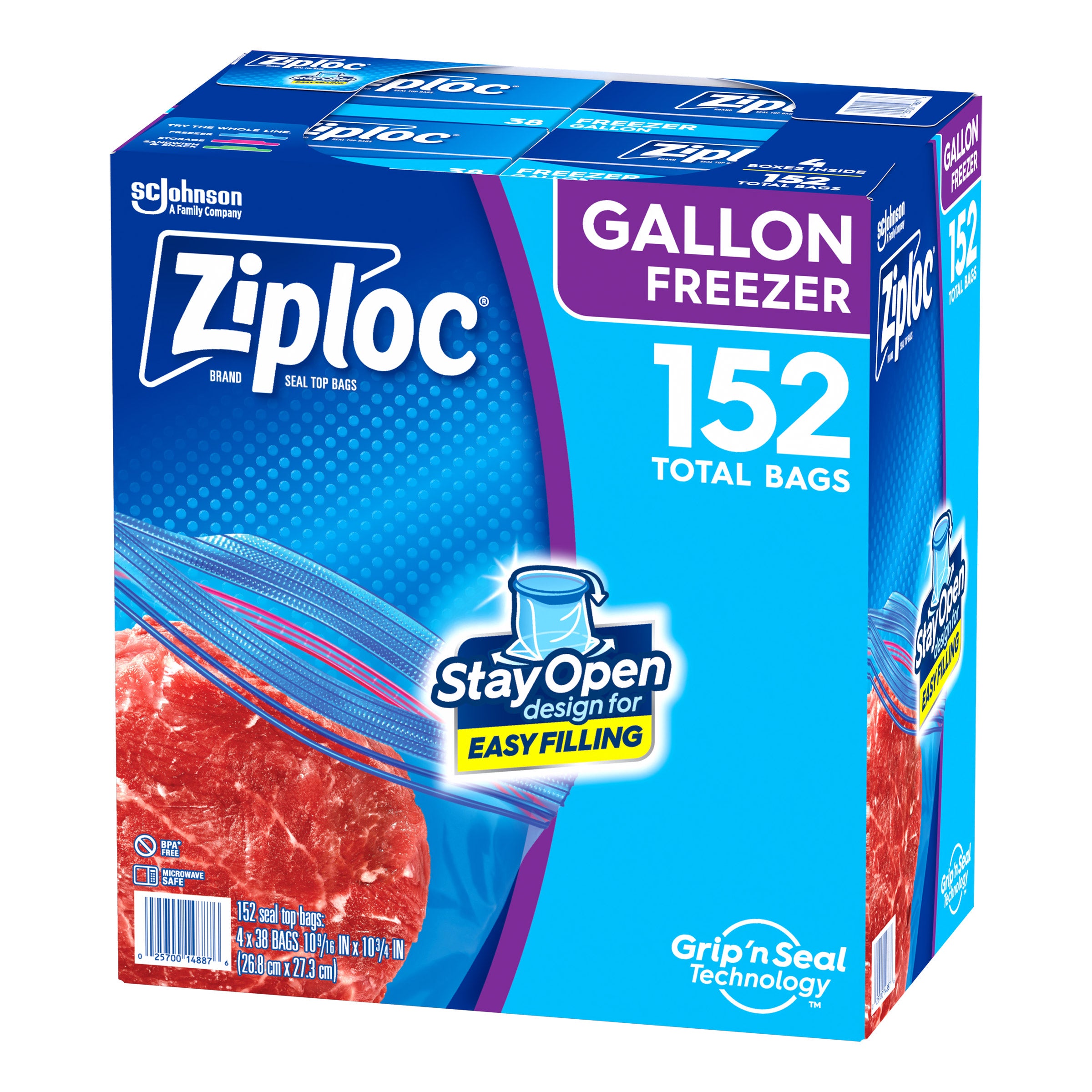 ZIPLOC GALLON FREEZER BAGS 4/38CT