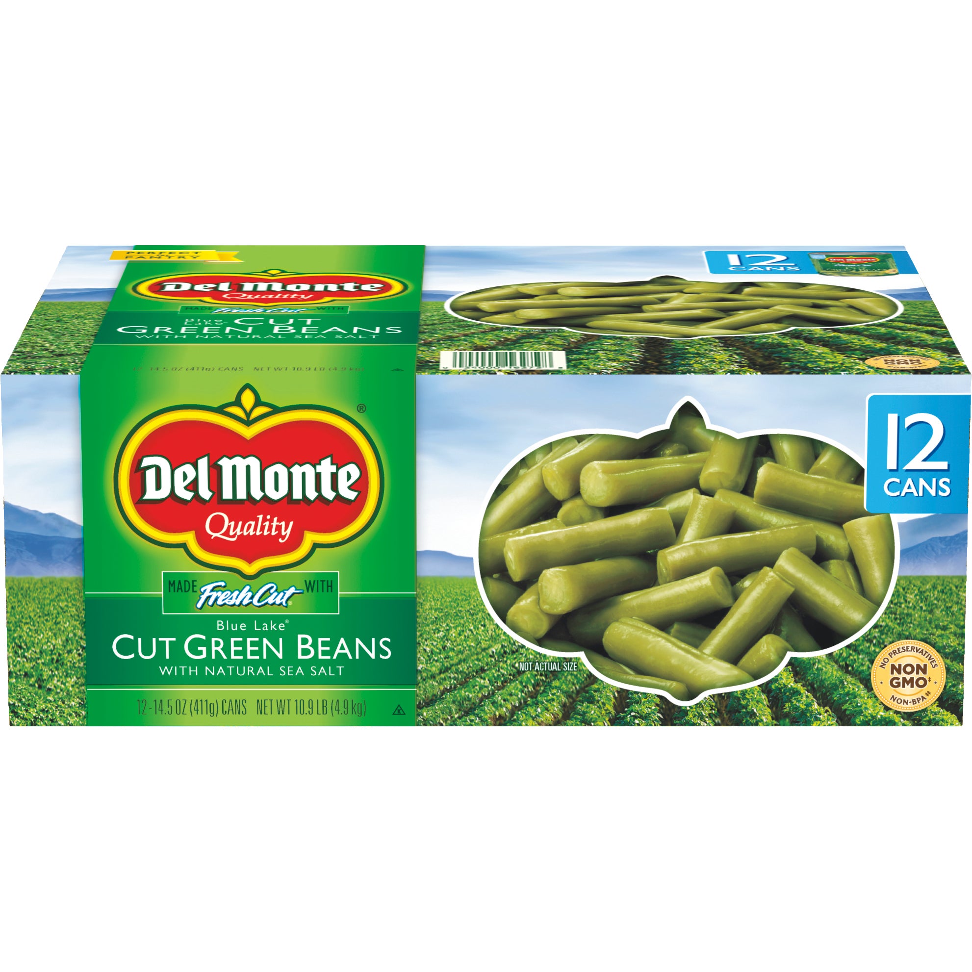 DEL MONTE CUT GREEN BEANS 12/14.5 OZ (10.87 LBS) - Image 1