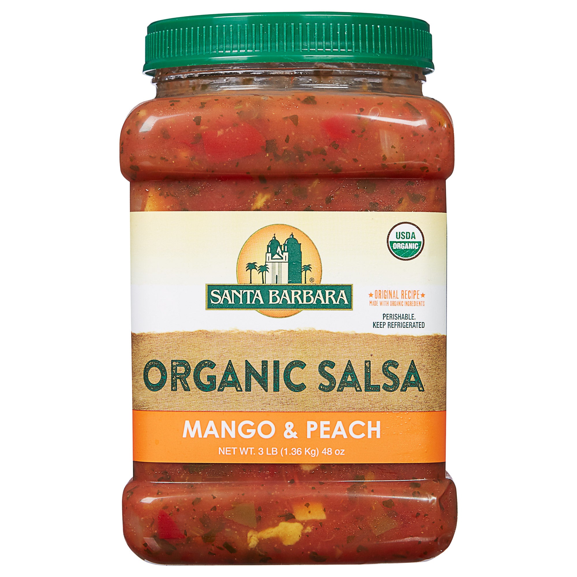 SANTA BARBARA ORGANIC MANGO & PEACH SALSA 48 OZ
