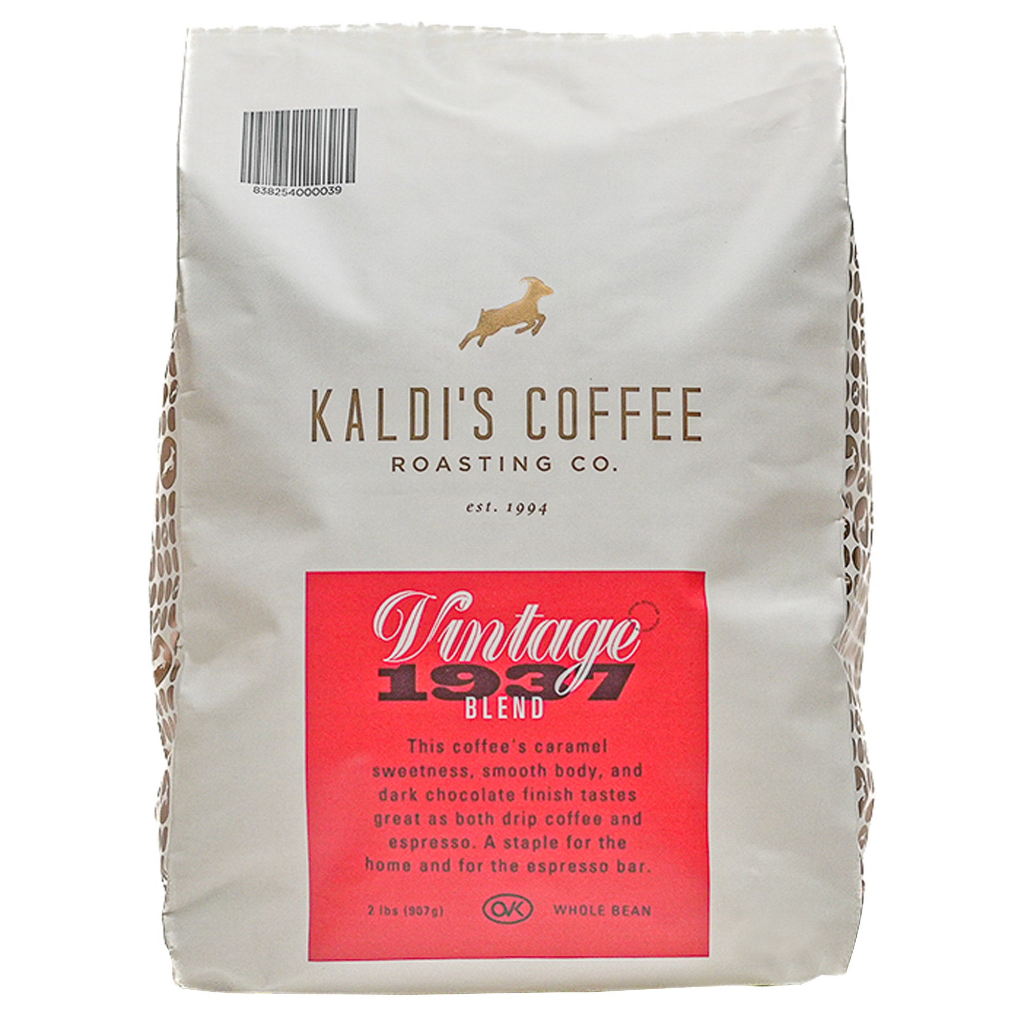 KALDI'S COFFEE VINTAGE 1937 ROAST 2 POUND BAG