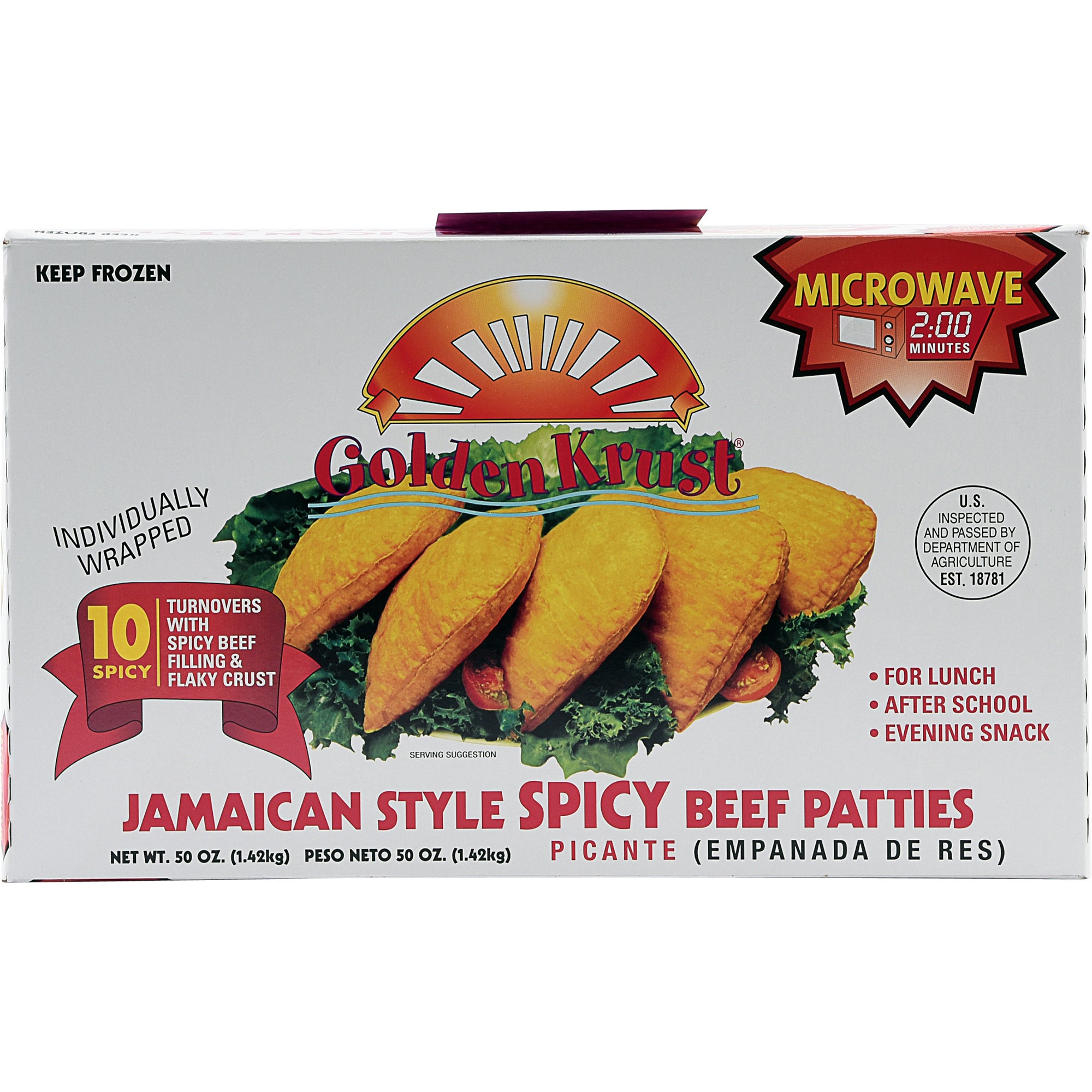 GOLDEN KRUST JAMAICAN BEEF PATTIES 10/5 OZ (3.12 LBS)