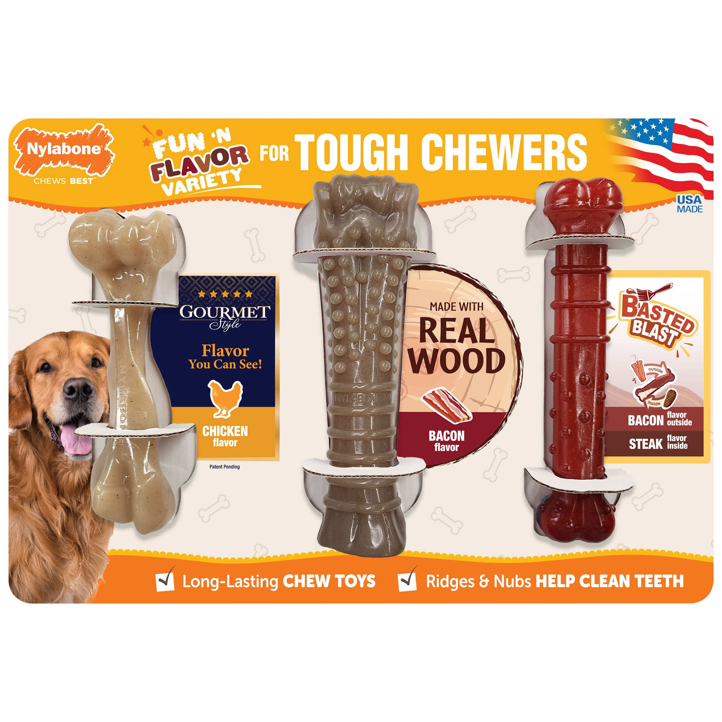 NYLABONE TOUGH CHEW VARIETY 3 PACK - Image 1