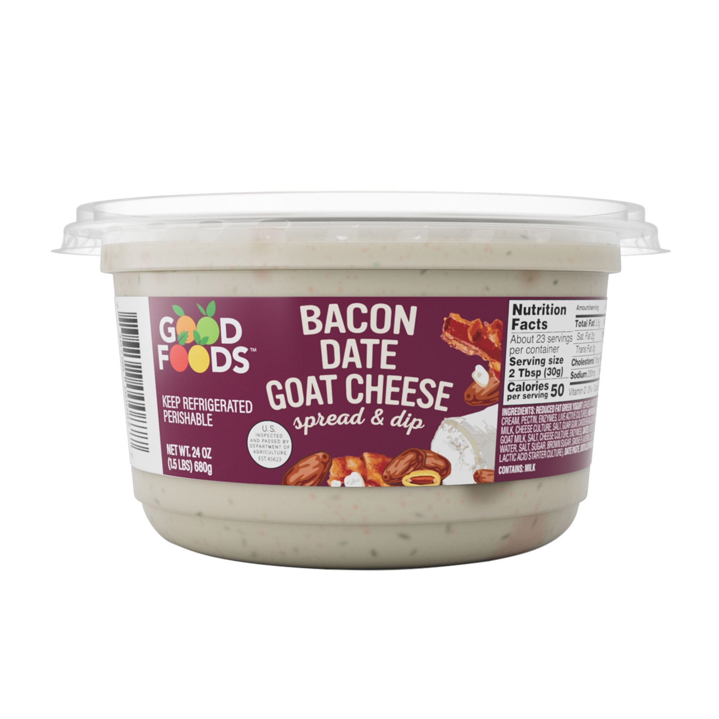 GOOD FOODS BACON DATE & GOAT CHEESE DIP 24 OZ