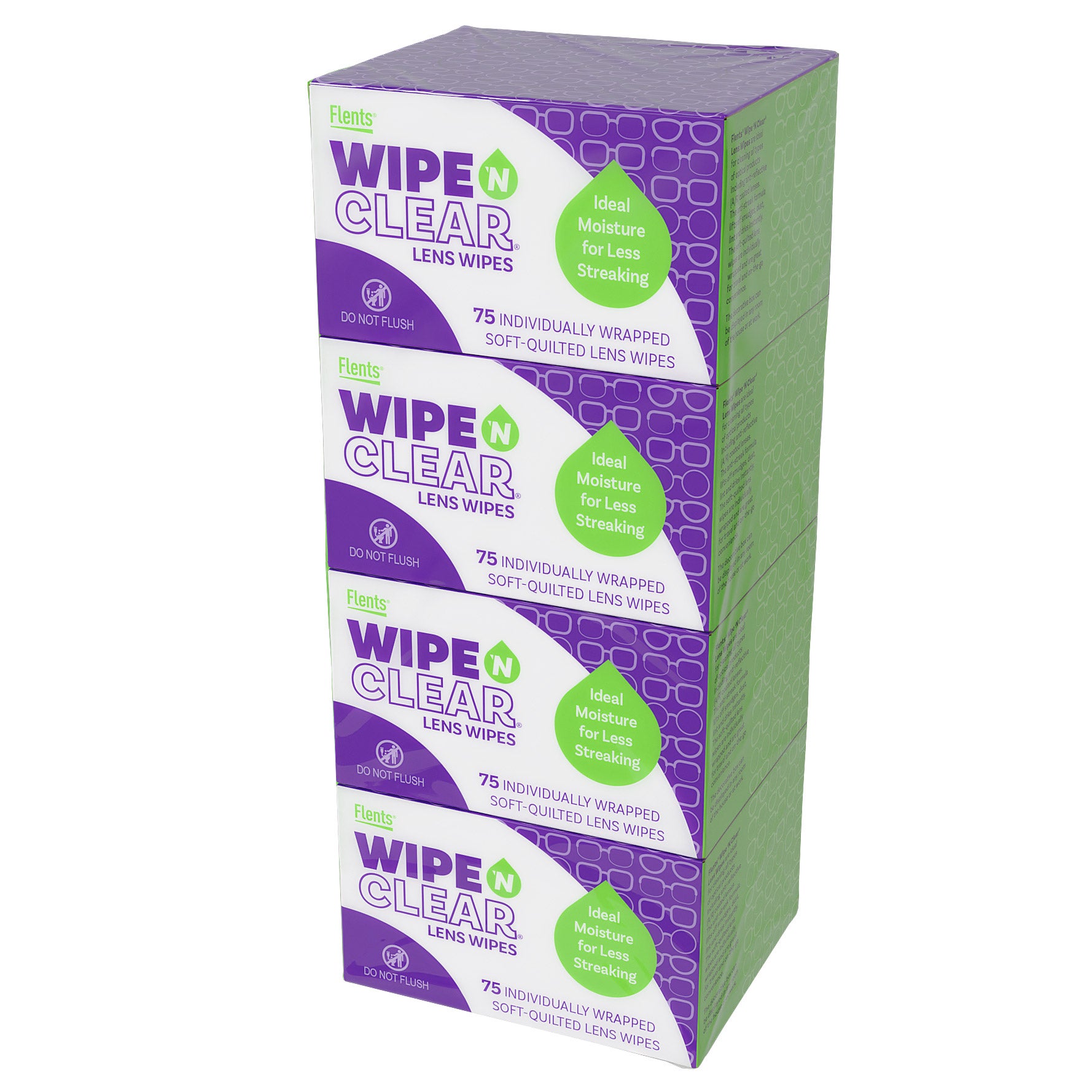 WIPE N CLEAR LENS WIPES 4 X 75 COUNT