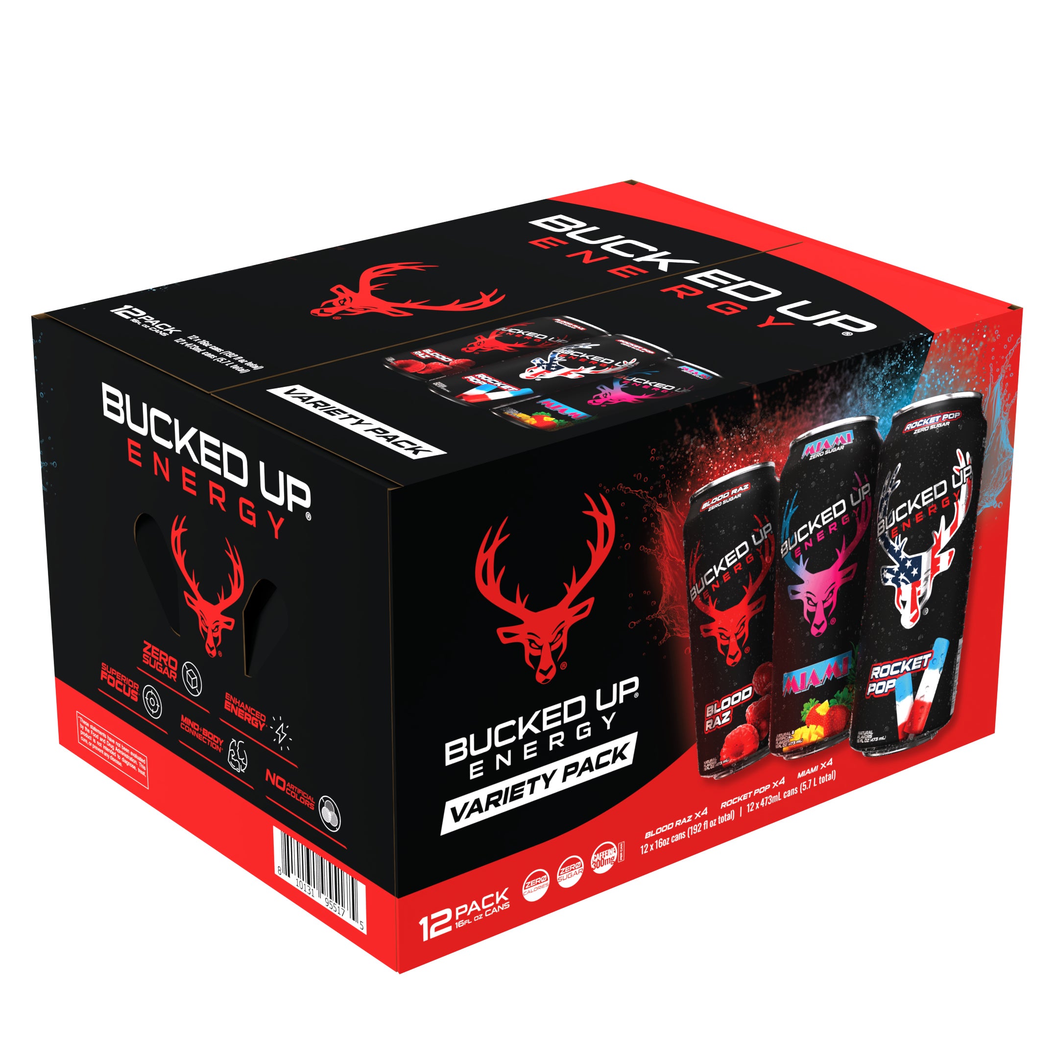 BUCKED UP ENERGY TOP THREE VARIETY 12/16 FL OZ - Image 1