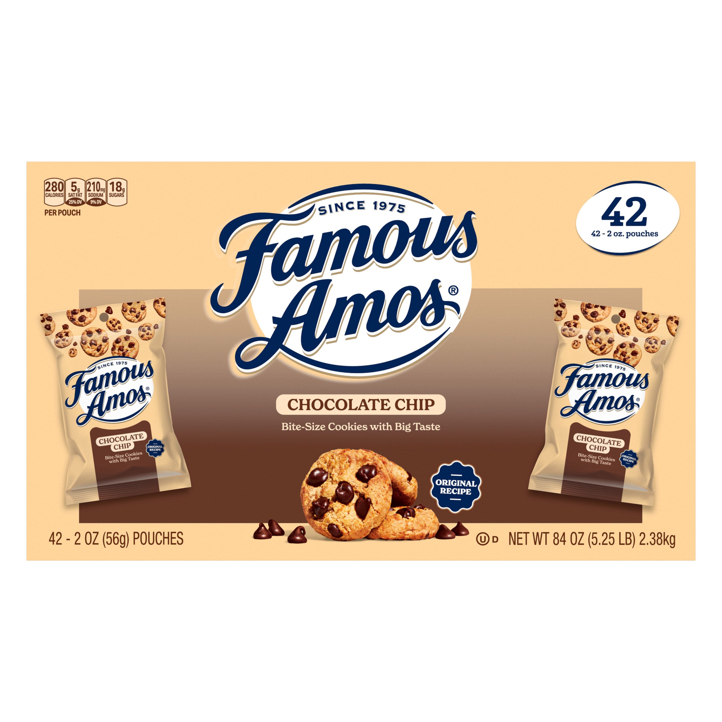 FAMOUS AMOS CHOCOLATE CHIP COOKIES 42 PACK 2 OUNCES EA