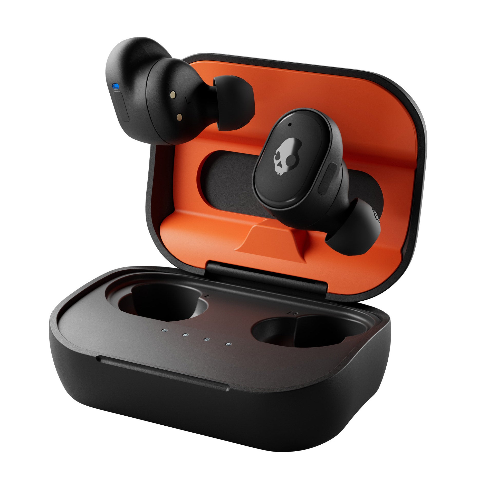 SKULLCANDY GRIND FUEL BLACK AND ORANGE TRUE WIRELESS EARPHONES ^ - Image 1