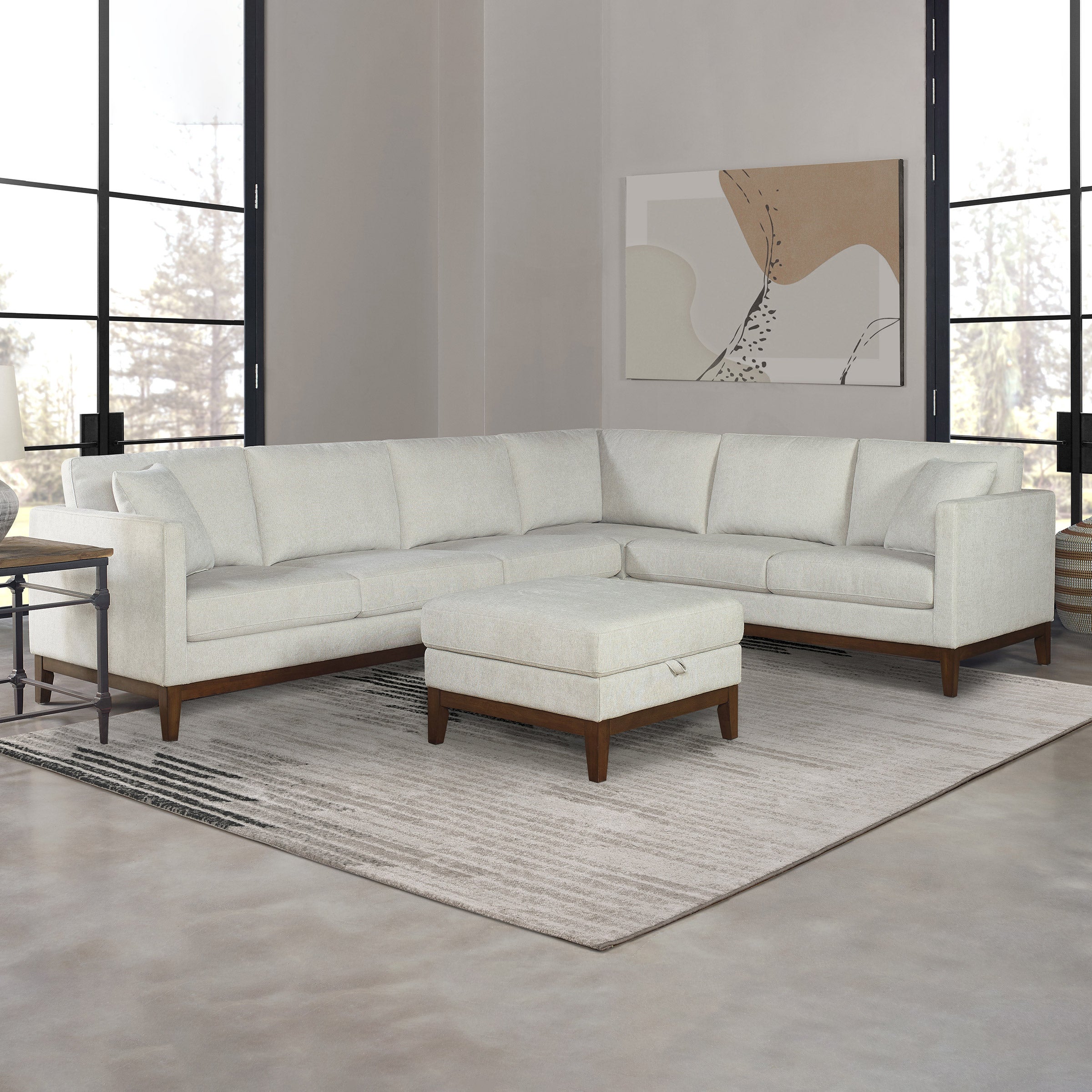THOMASVILLE LIVINGSTON FABRIC SECTIONAL WITH WOOD BASE - Image 1