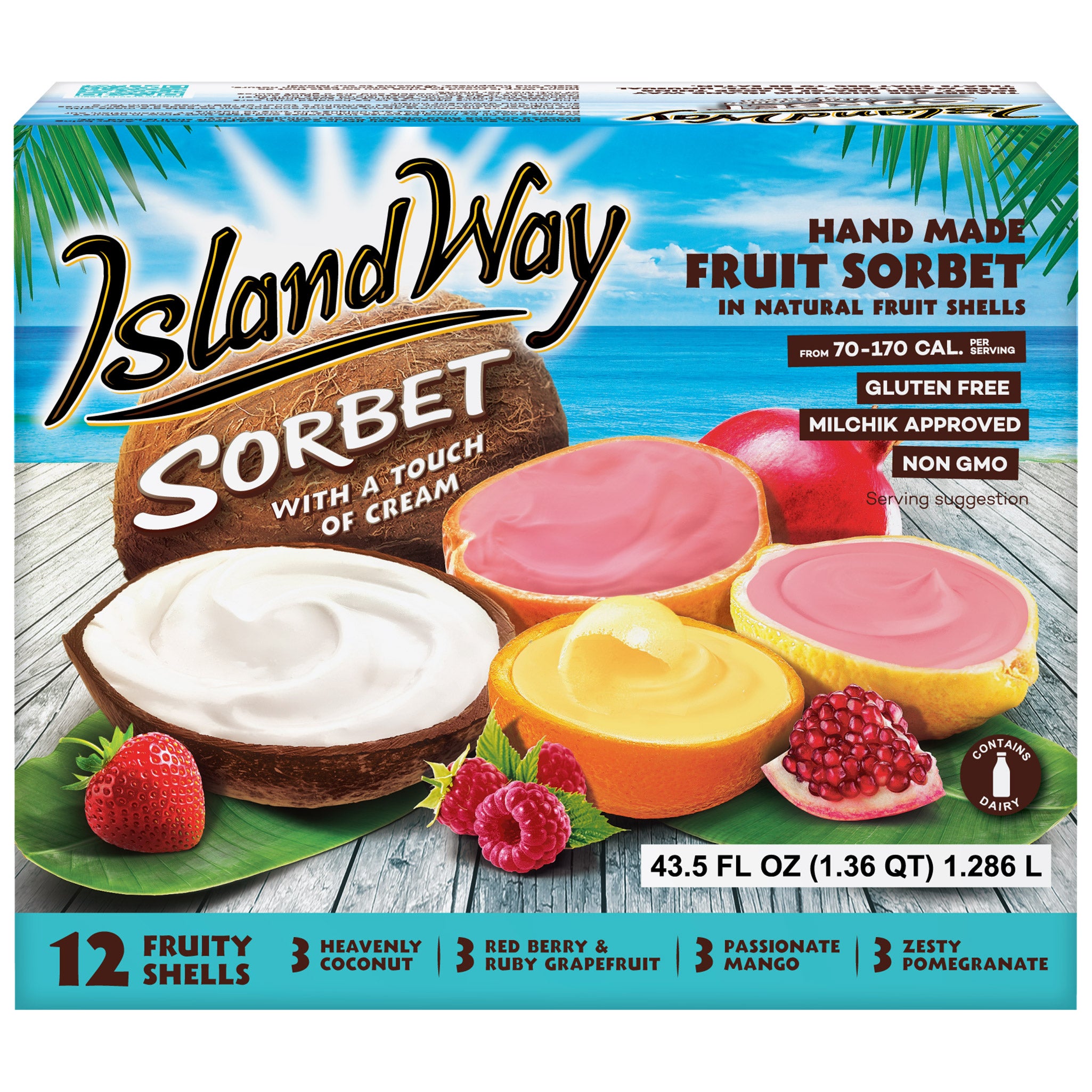 ISLAND WAY ASSORTED SORBET IN FRUIT SHELL 12 CT - Image 1