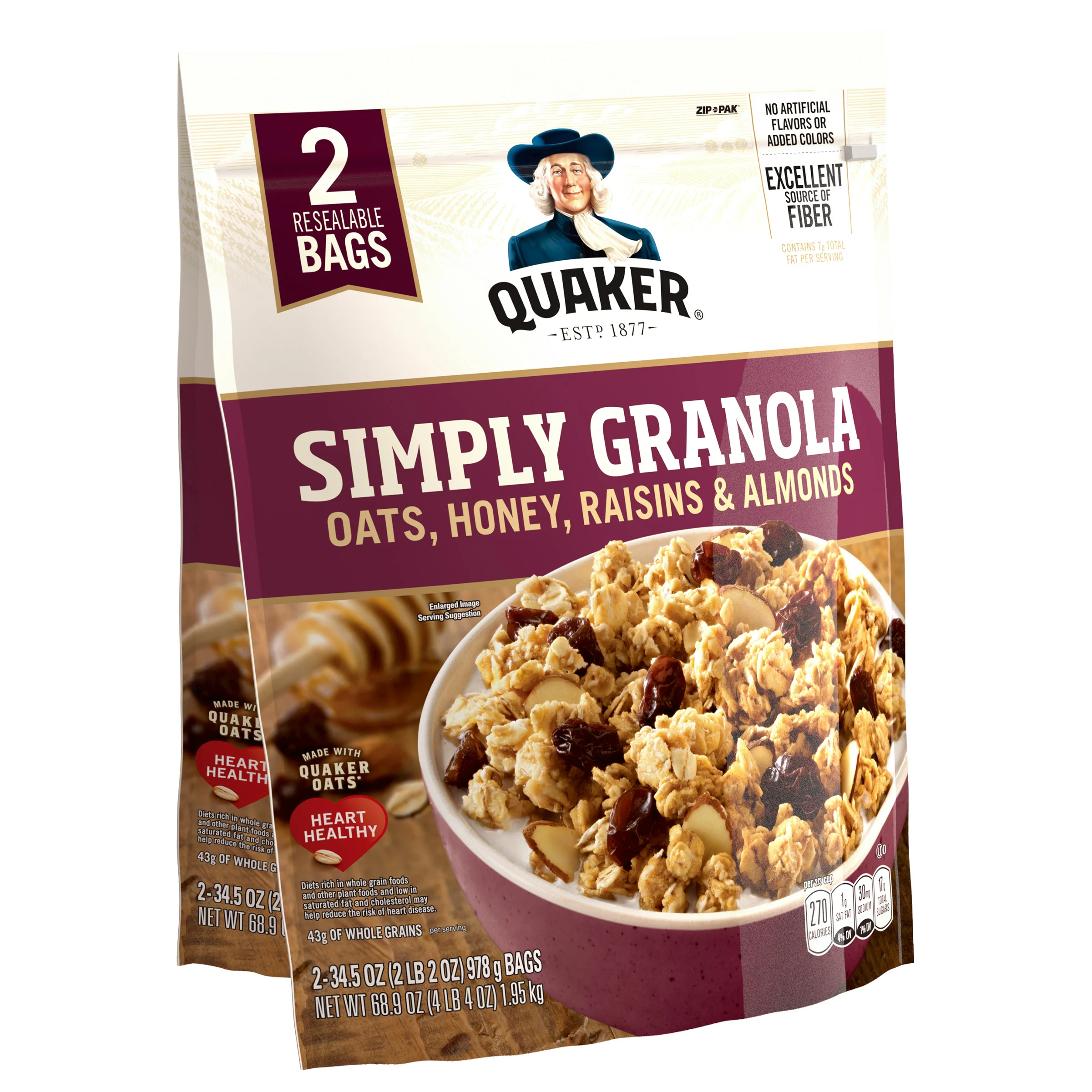 QUAKER SIMPLY GRANOLA 2 PACK 34.5 OUNCES EA - Image 1