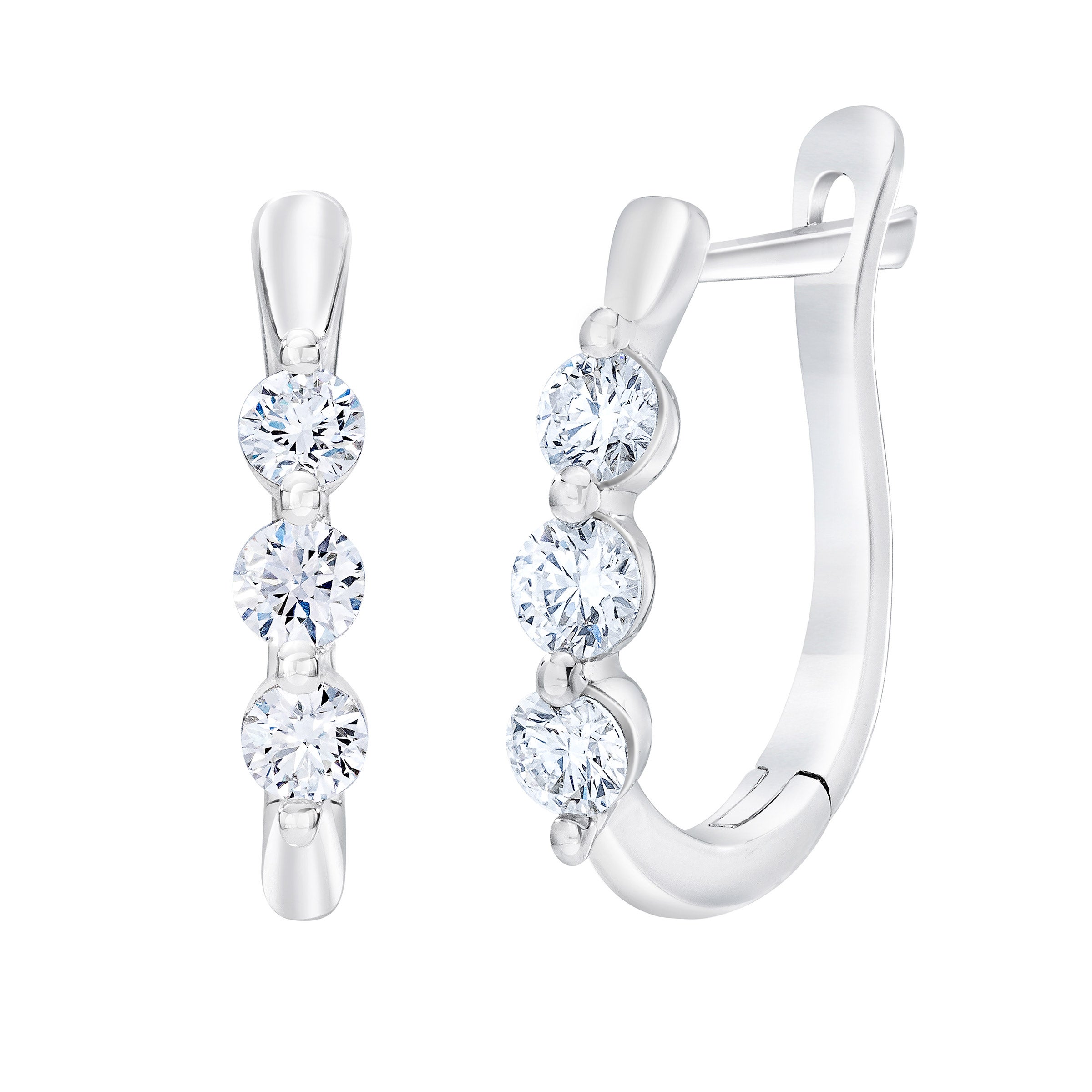 14KT WHITE GOLD VS2 G 0.50CTW ROUND DIAMOND HOOP EARRINGS - Image 1