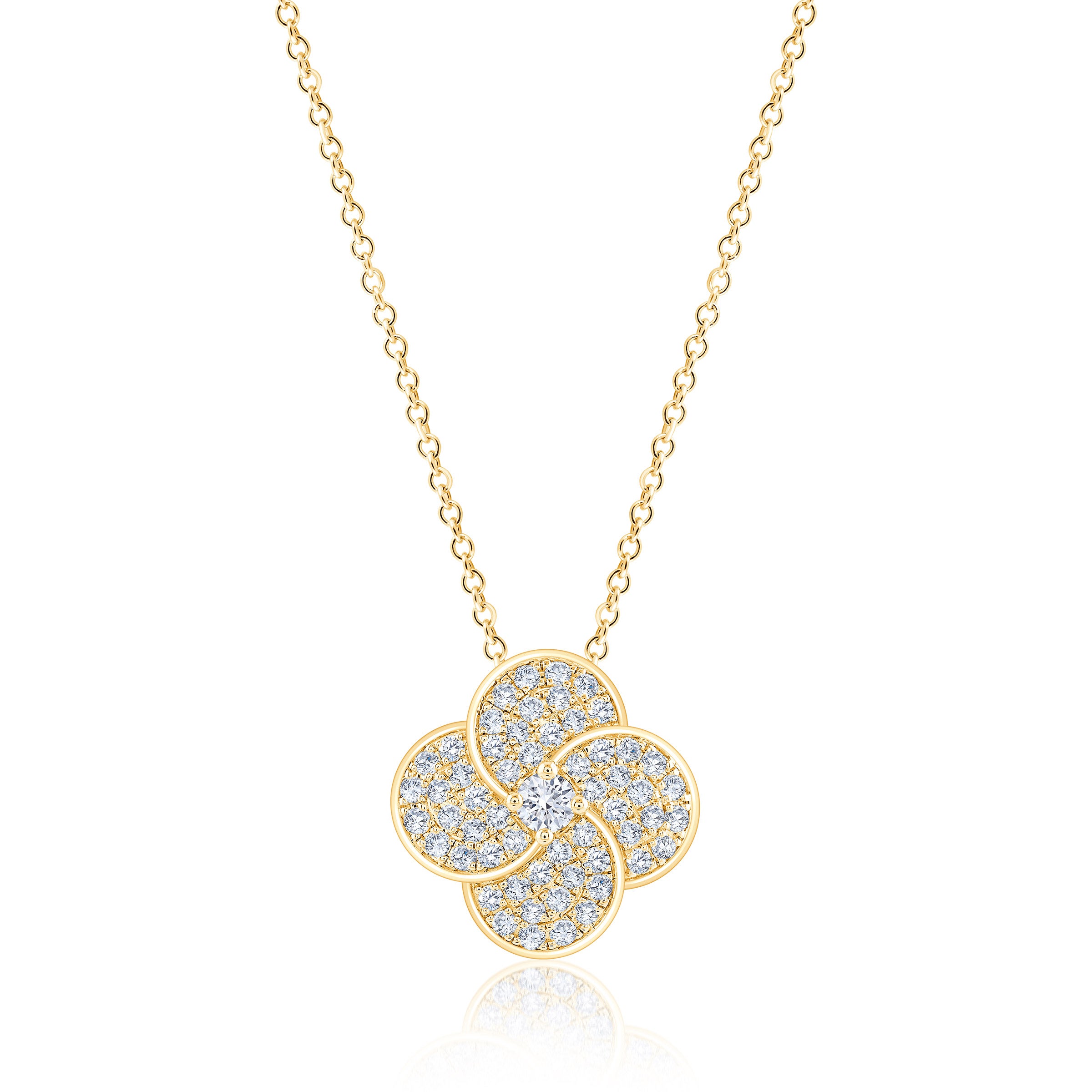 14KT YELLOW GOLD VS2 I 0.50CTW ROUND DIAMOND FLOWER PENDANT - Image 1