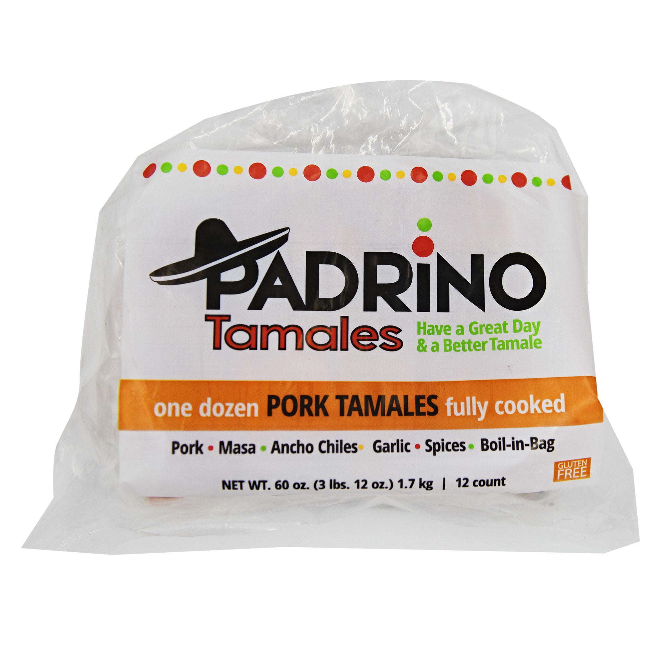 PADRINO FOODS PORK TAMALES 12 COUNT PACKAGE