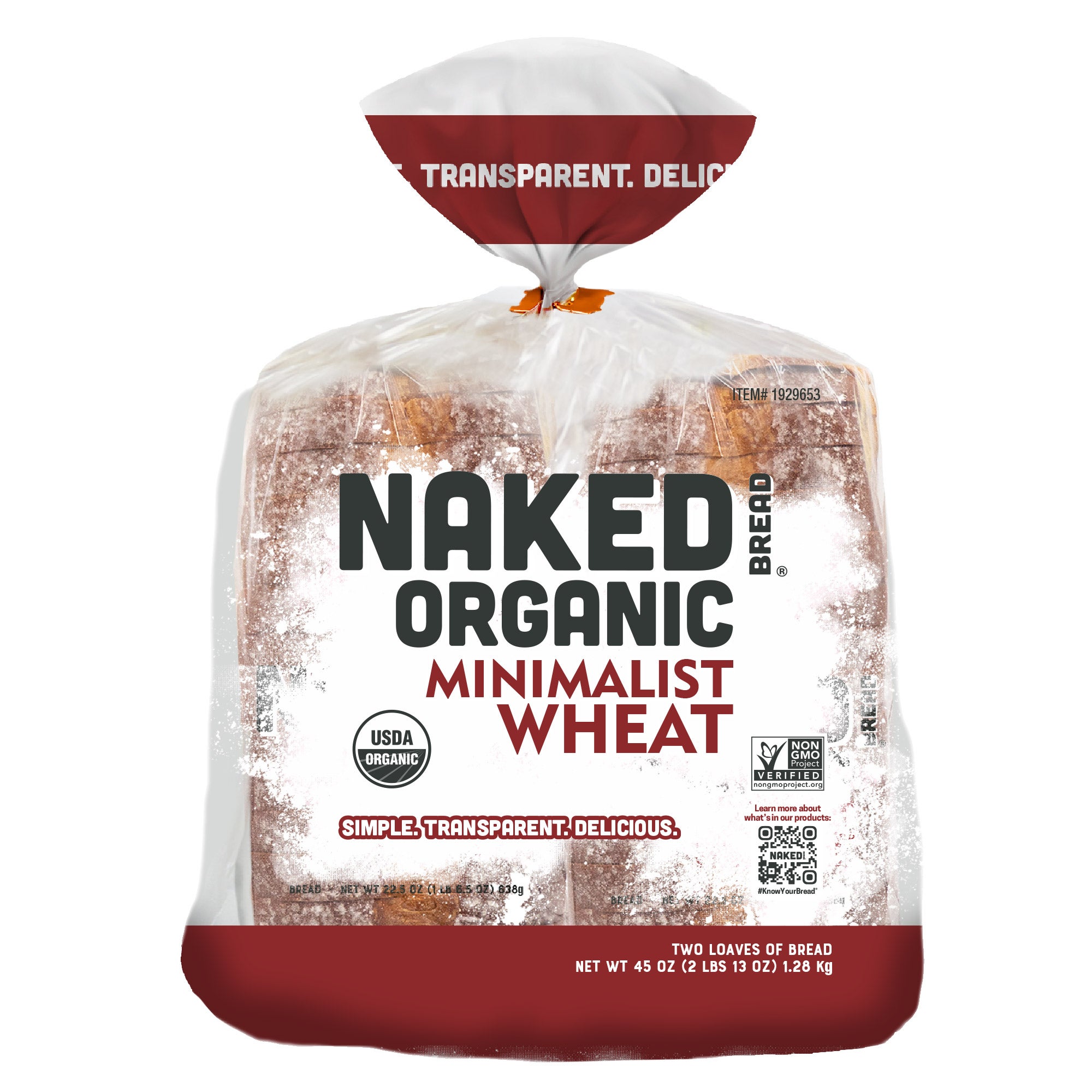 NAKED ORGANIC MINIMALIST WHEAT BREAD 2/22.5 OZ - Image 1