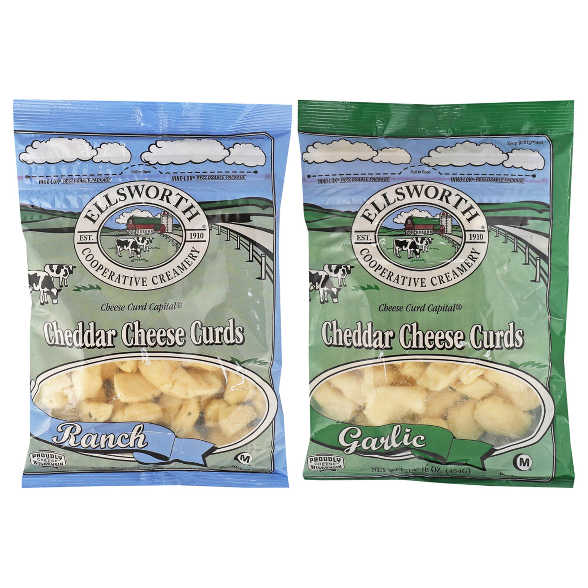 ELLSWORTH CREAMERY CHEESE CURDS VARIETY 2/16 OUNCE PACKAGES