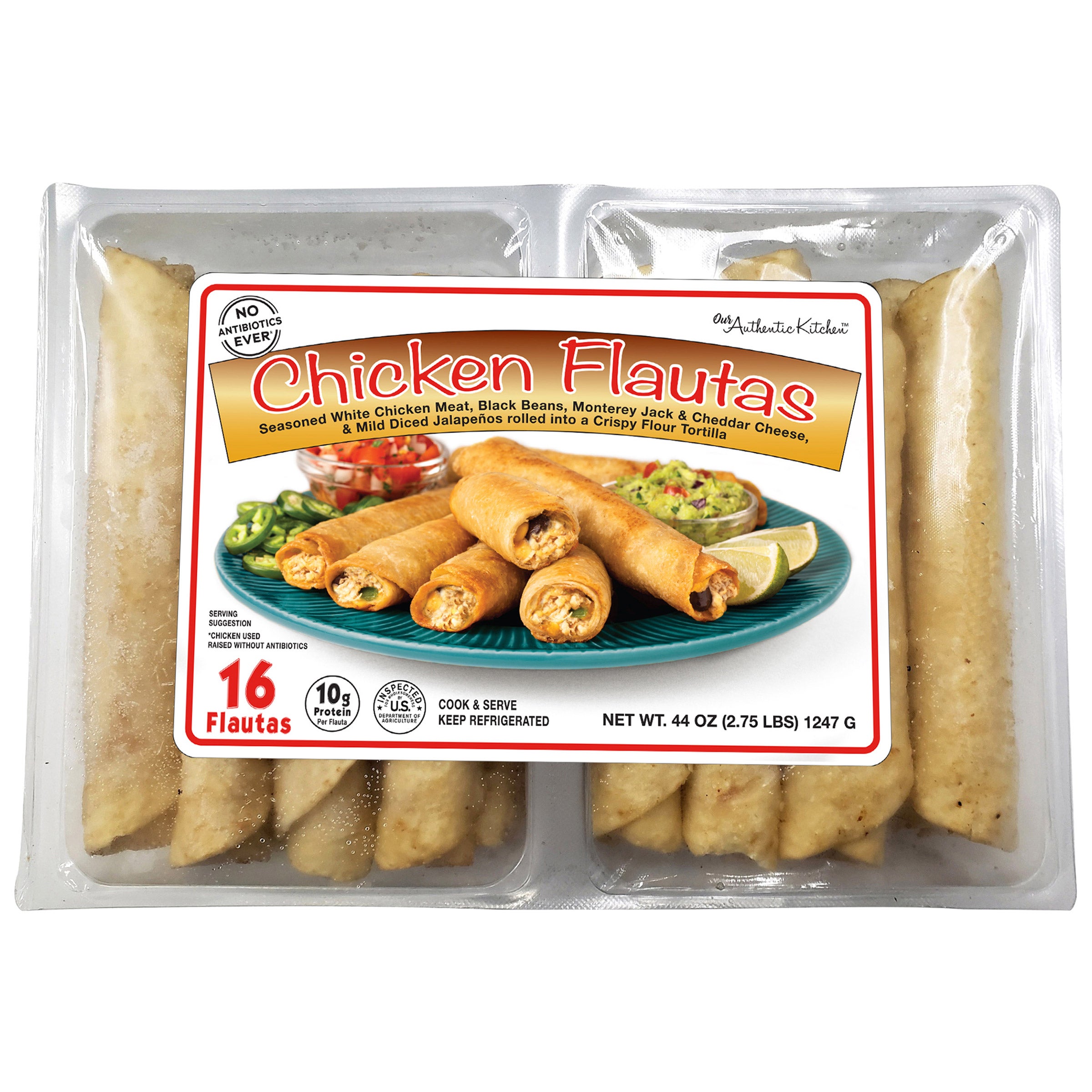 AUTHENTIC KITCHEN ABF CHICKEN FLAUTAS 44 OZ