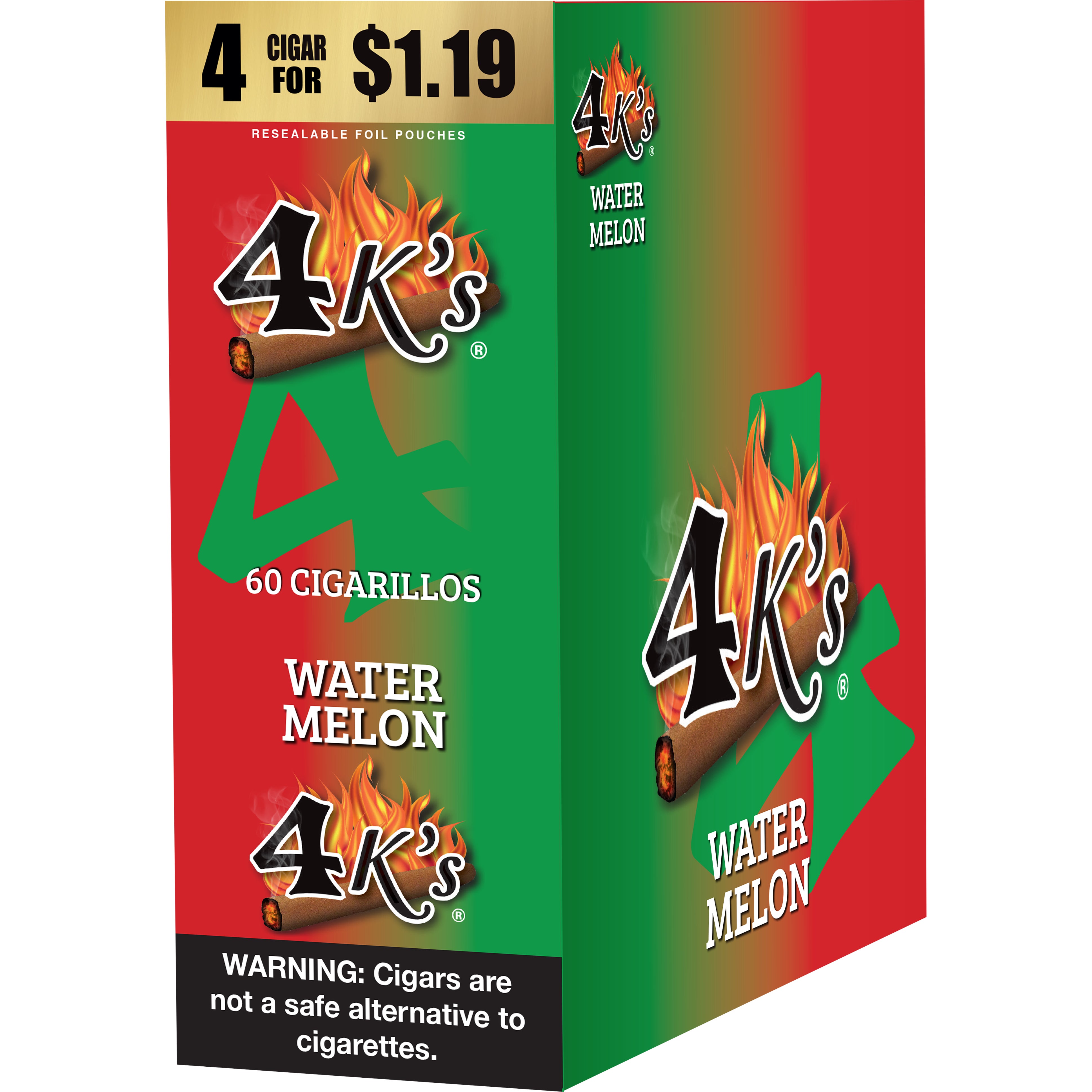 4K'S WATERMELON CIGARILLOS 15/4CT 4/$1.19 PP - Image 1