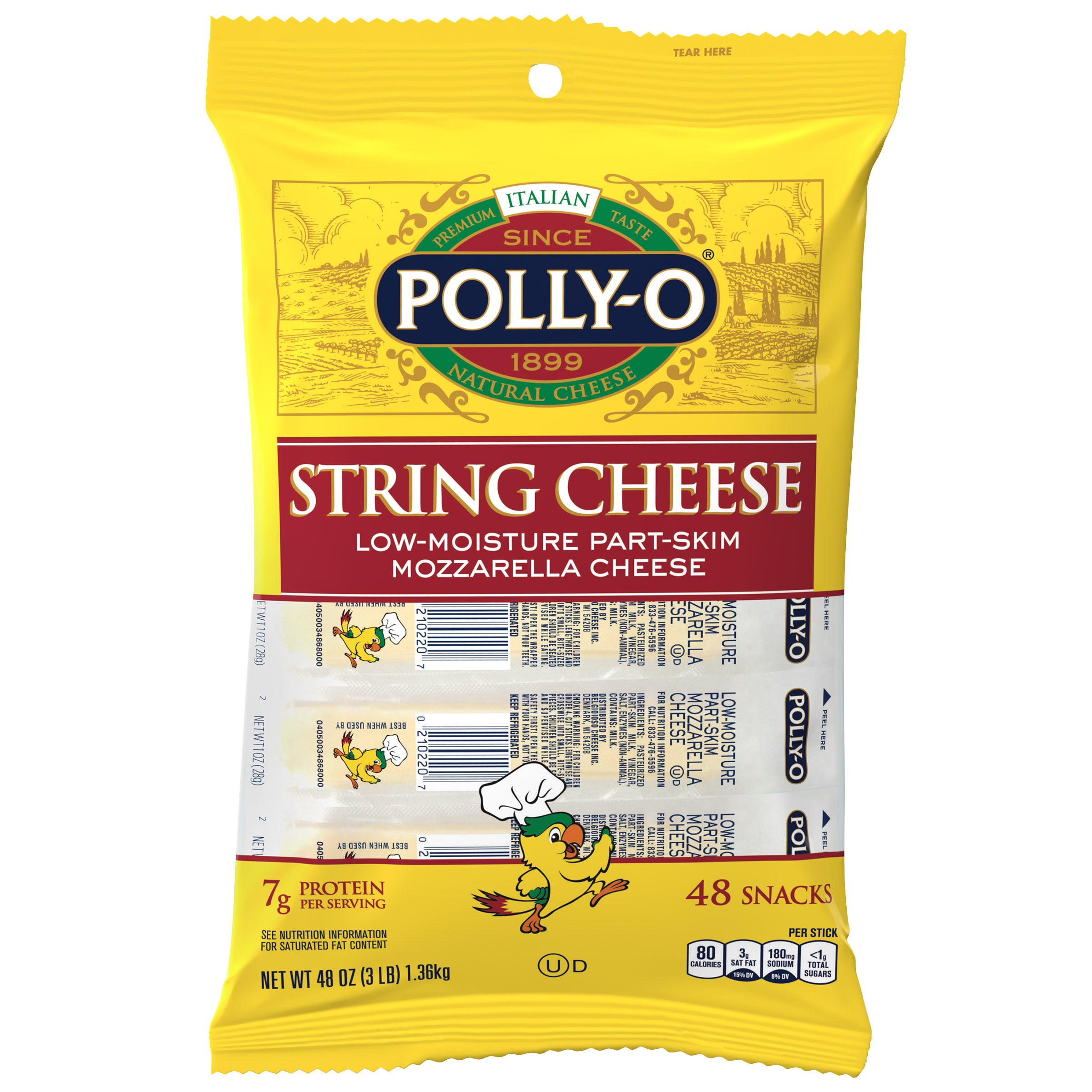POLLY-O STRING CHEESE INDIVIDUALLY WRAPPED 48 COUNT (3 LBS)
